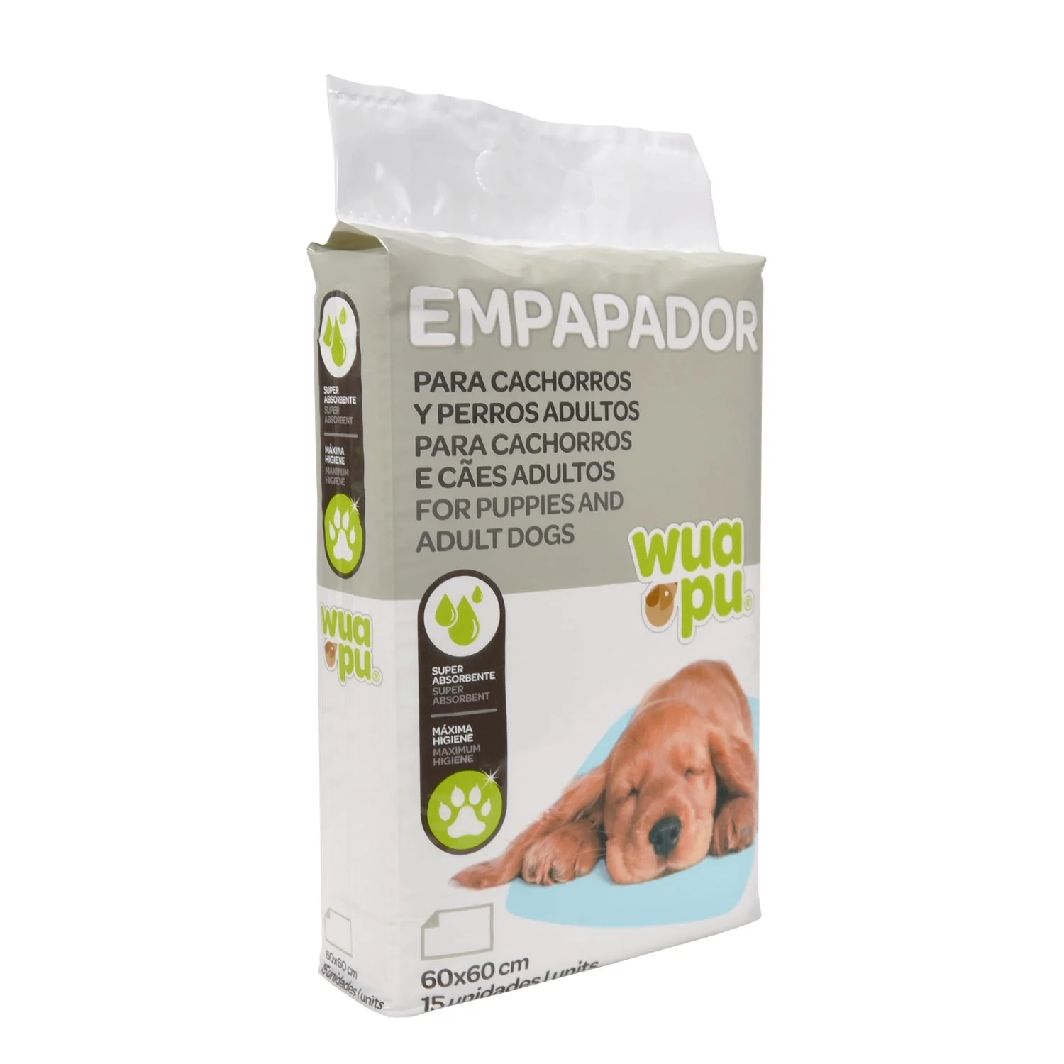15 Empapadores Higiénicos Para Perro Wuapu, Gran Poder De Absorción. Talla M 60x60 Cm - Image 2
