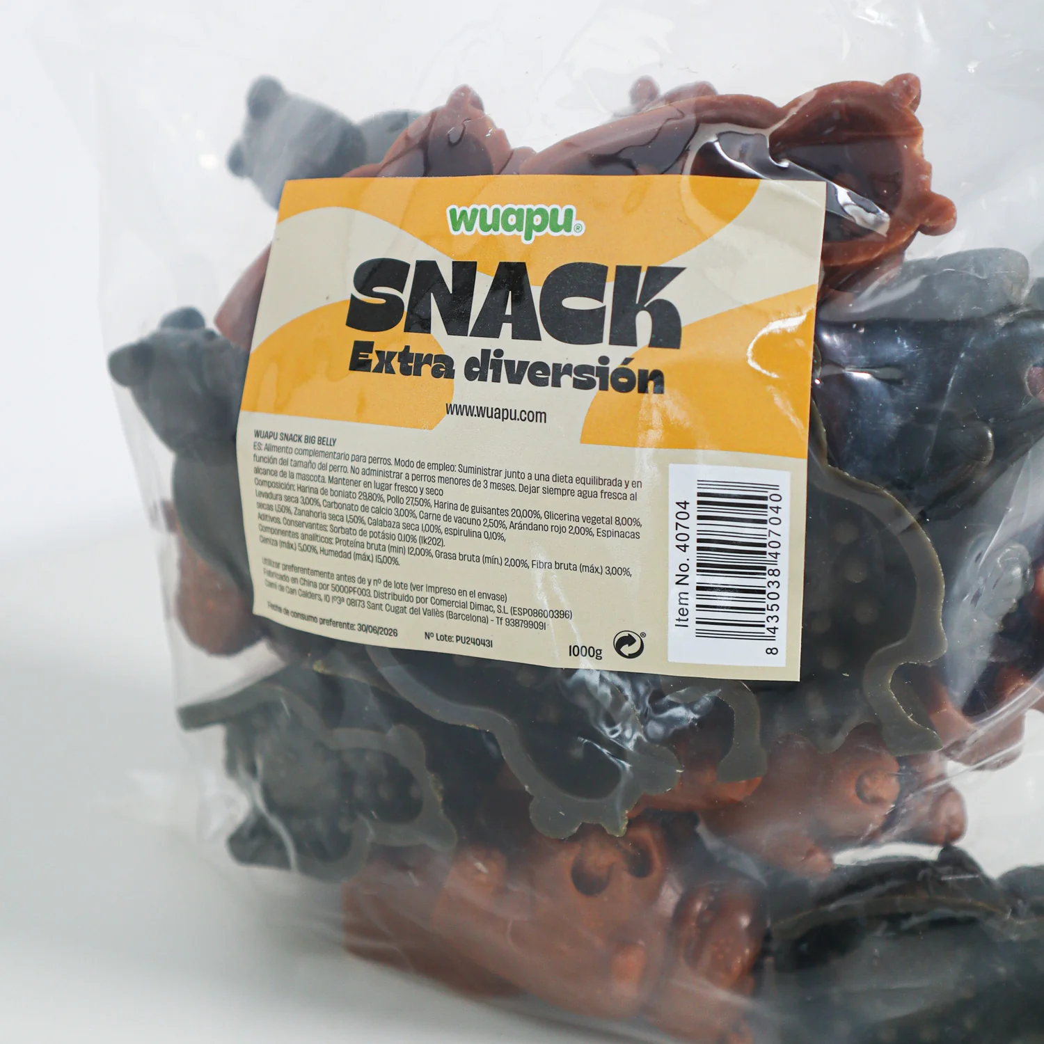 1kg Snacks Dental Para Perro, Sin Gluten Ni Cereales. Forma Osito De 7cm, De 2 Sabores, 25u Aprox - Image 2