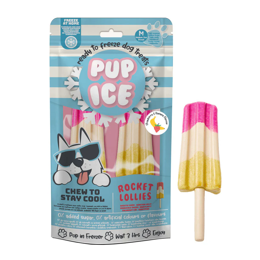 2 Helados Snack Pup Ice Polo De Fresa Y Platano, 2 X 90g