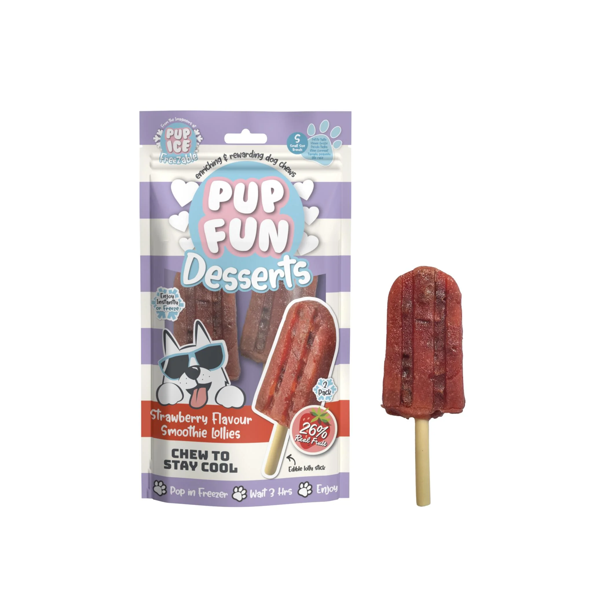 2 Helados Snack Pup Ice Polo Smomthie De Fresa 2 X 60g