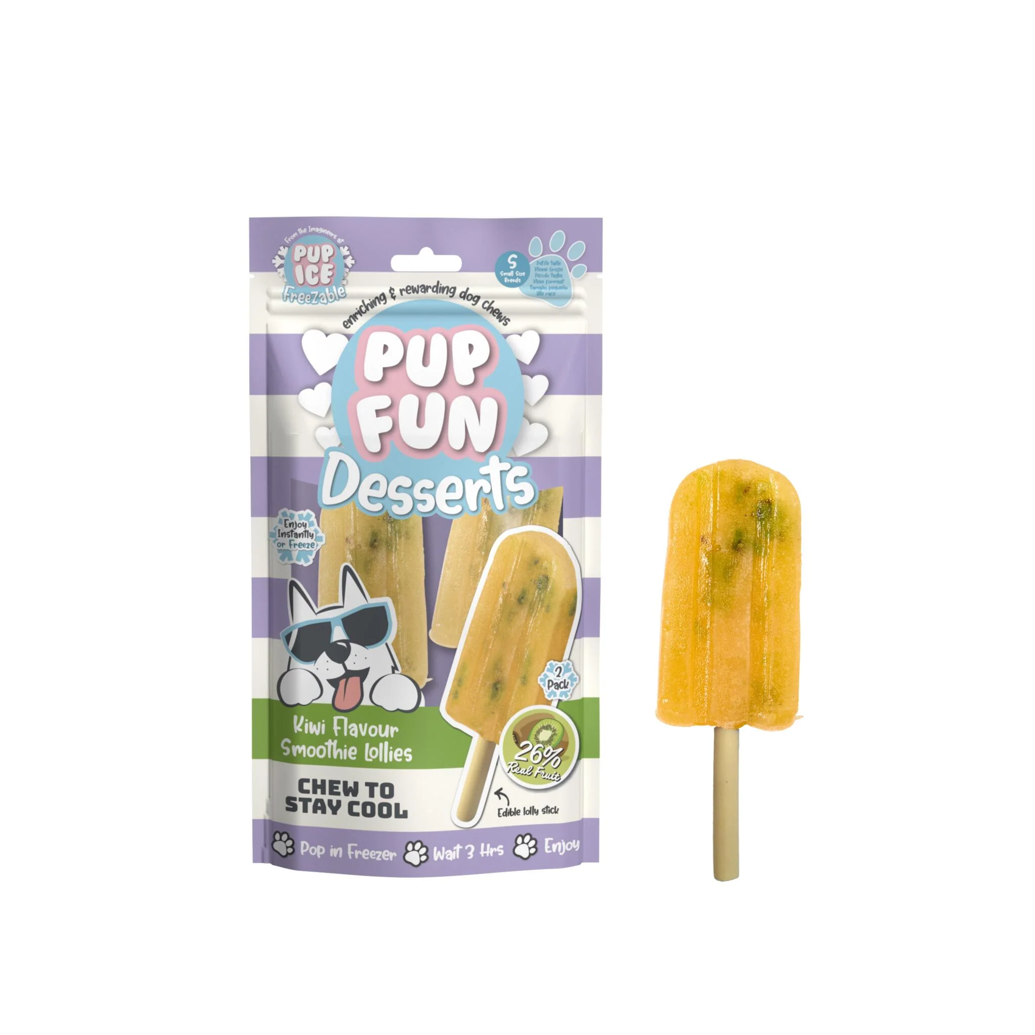 2 Helados Snack Pup Ice Polo Smomthie De Kiwi 2 X 60g
