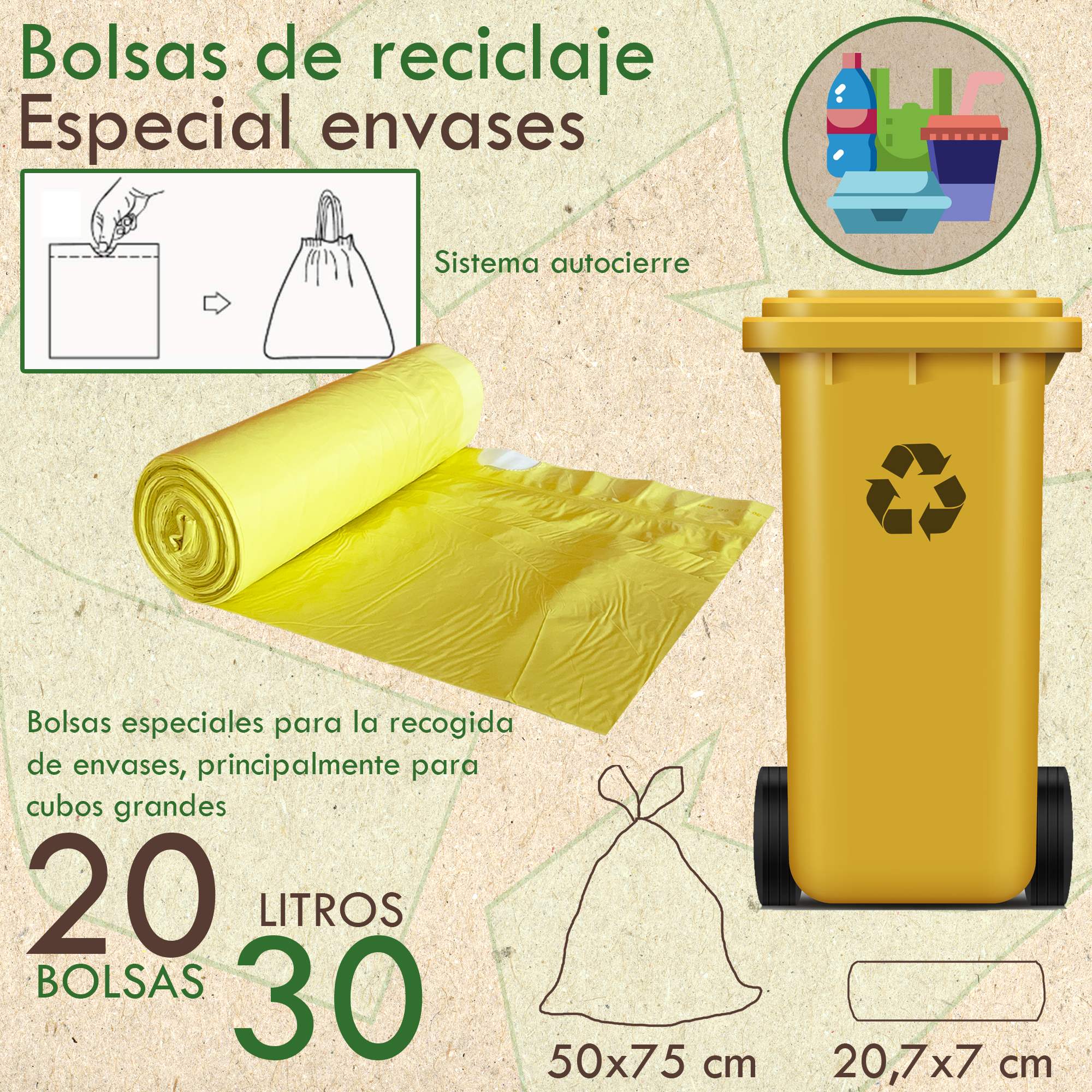 200 Bolsas De Basura Con Autocierre 30l Capacidad Cada Una, Especiales Cubos Altos - Image 2
