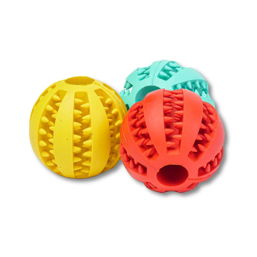 3 Pelotas Para Perro Dental De 5cm En Colores Surtidos, Con Estrias Y Hueco Interior Para Premios - Image 2