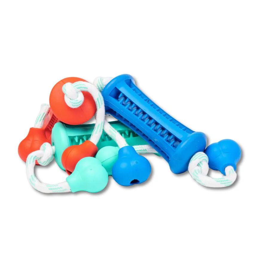 3 Unidades Juguete Mordedor Dental Con Estrías Para Perro. Largo Total 46cm, Ancho Pieza Central 4cm - Image 2