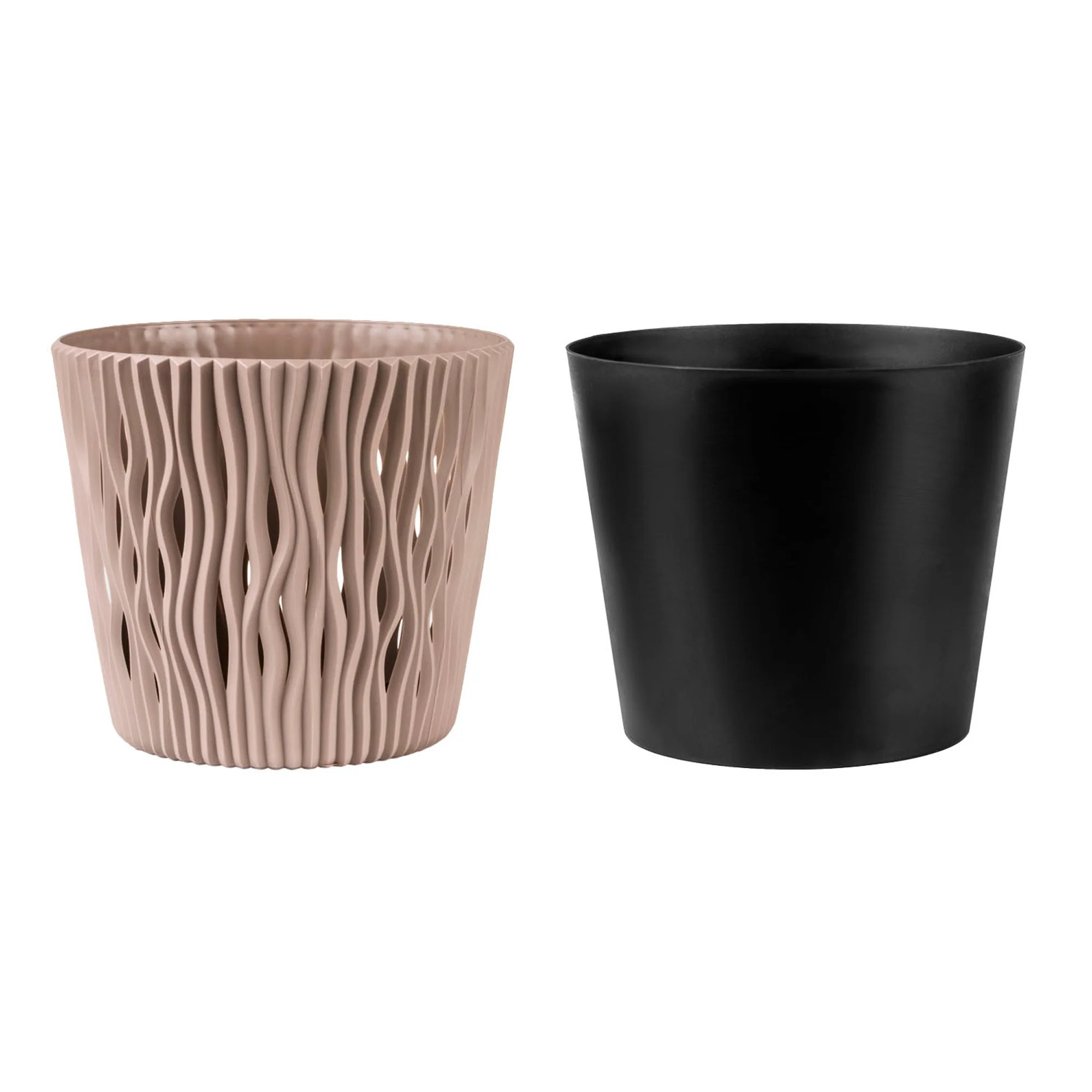 3x Maceta Redonda De Plastico Sandy Round En Color Mocca 12 (largo) X 12 (ancho) X 11,1 (alto) Cm - Image 4