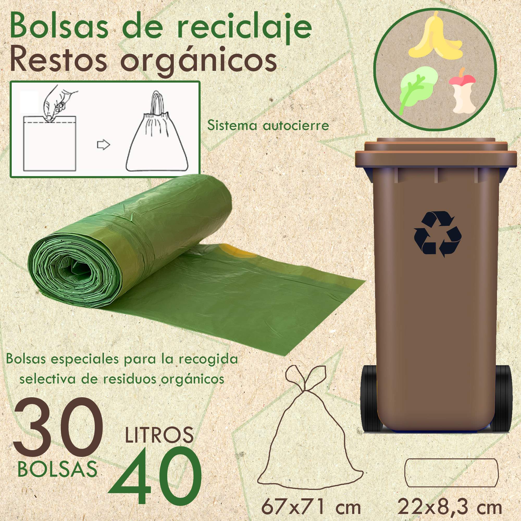 60 Bolsas De Basura Con Autocierre 40l Capacidad Cada Una - Image 2