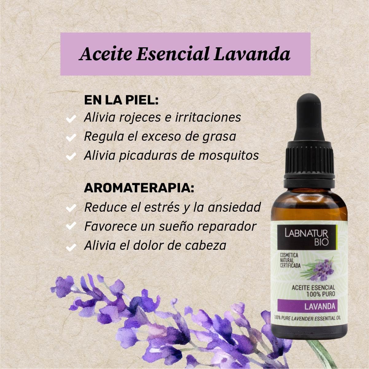 Aceite de Lavanda 100% Puro | Calmante y Relajante Natural | Equilibrante Piel y Cabello | Aromaterapia y Cuidado Facial - Image 2