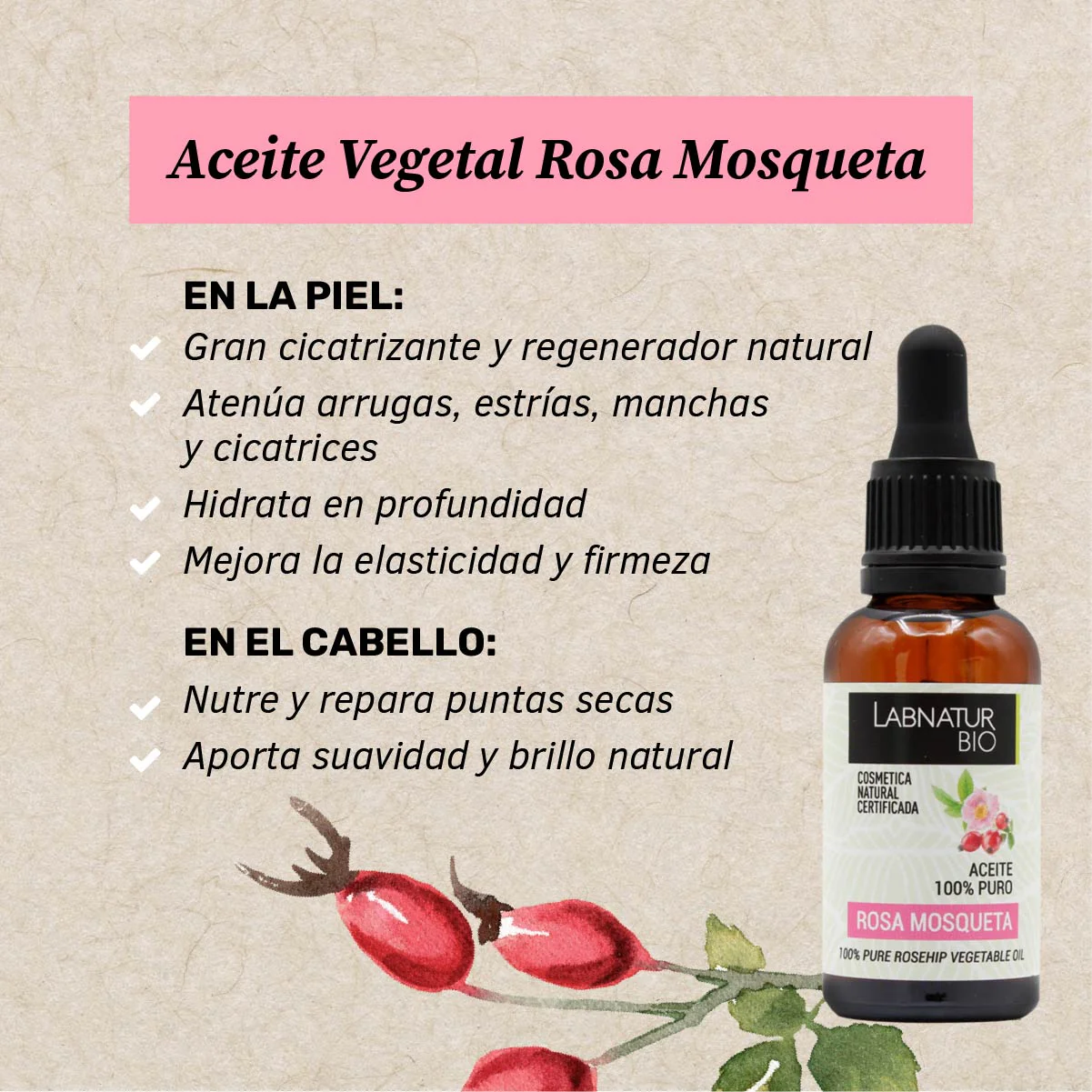 Aceite de Rosa Mosqueta 100% Puro | Ácidos Grasos y Vitamina E | Regenerador Anti-aging | Cicatrices y Manchas - Image 2