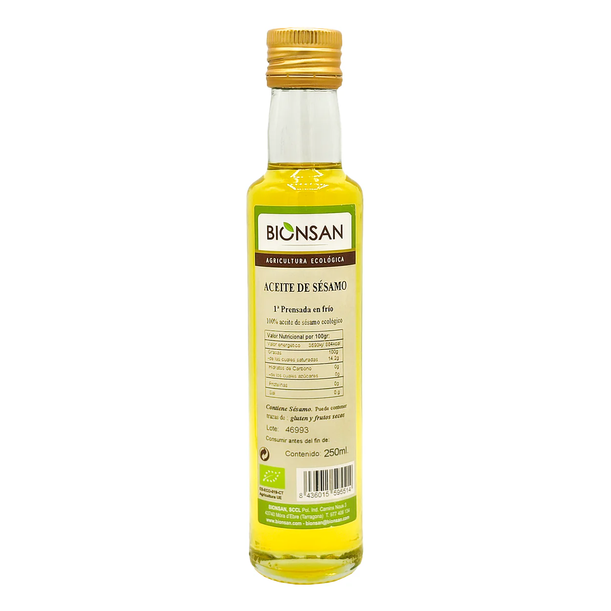 Aceite De Sésamo Primera Prensada En Frío Eco Bionsan 250ml