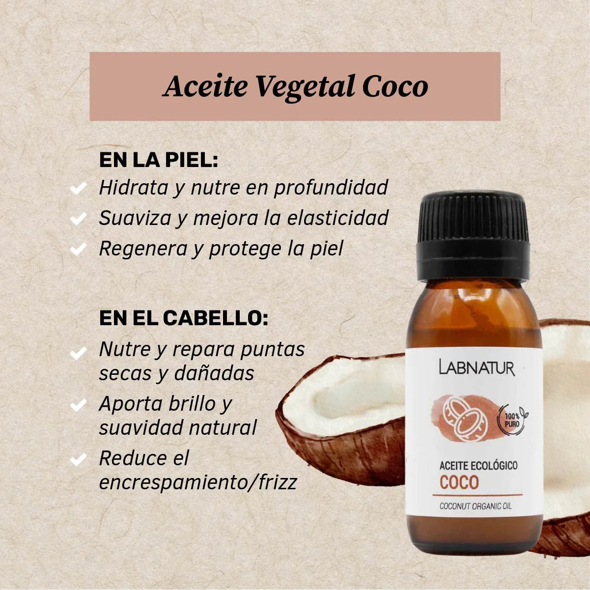 Aceite Vegetal de Coco 50 ml | Hidratante y Nutritivo | Cuidado Facial, Corporal y Capilar - Image 2