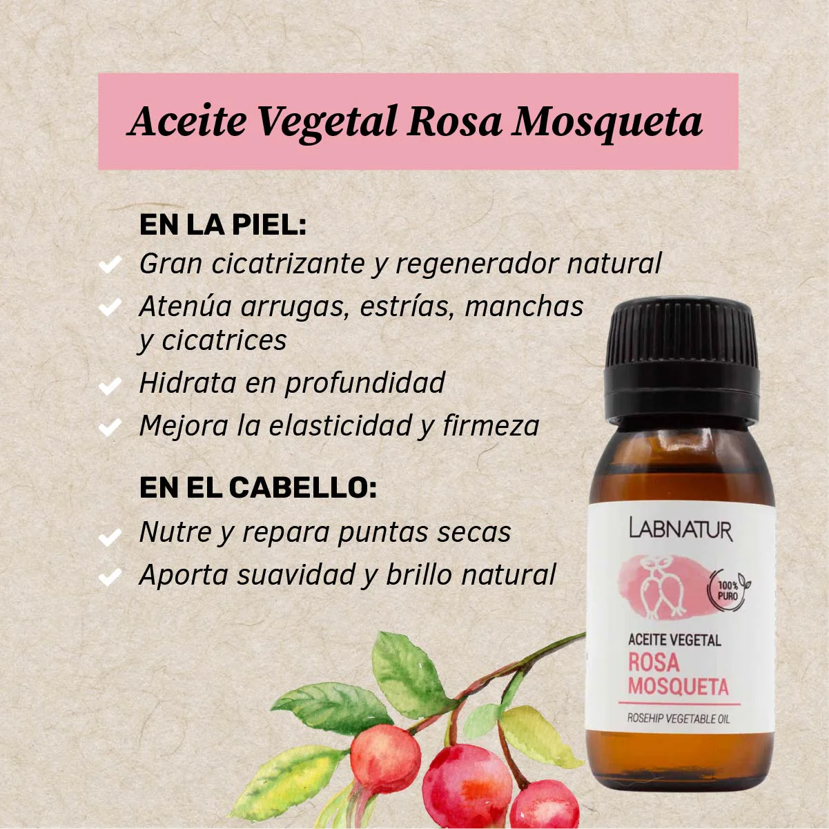 Aceite Vegetal de Rosa Mosqueta 50 ml | Regenerador y Anti-aging | Hidratante Facial y Corporal - Image 2