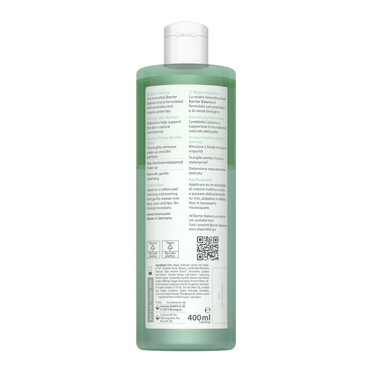 Agua micelar bifásica barrier balance Lavera 400 ml - Image 2