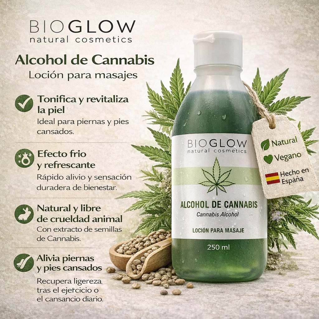Alcohol de Cannabis Natural 250 ml | Tónico Corporal Calmante | Relajante Muscular, Activa Circulación, Piernas Cansadas - Image 3
