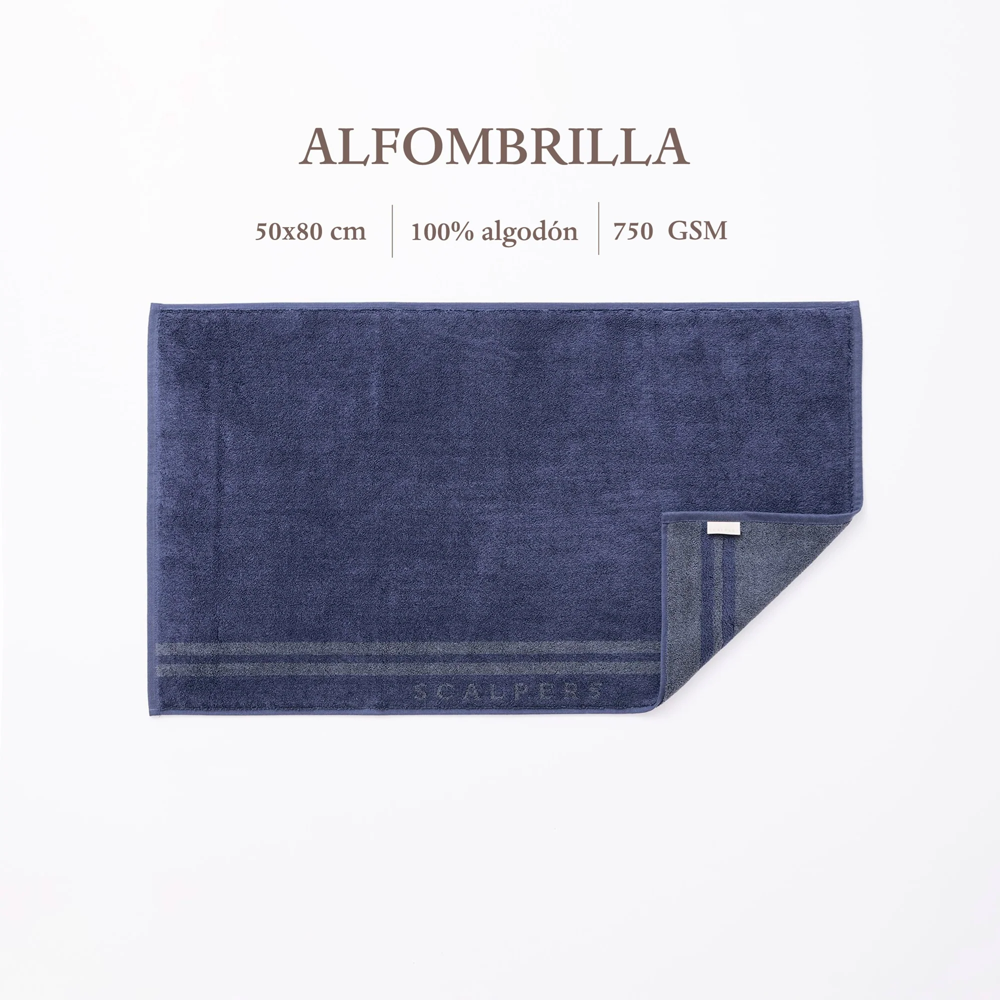 Alfombrilla De Baño 50x80cm En Algodón Azul Navy Con Rayas Scalpers Home - Image 2