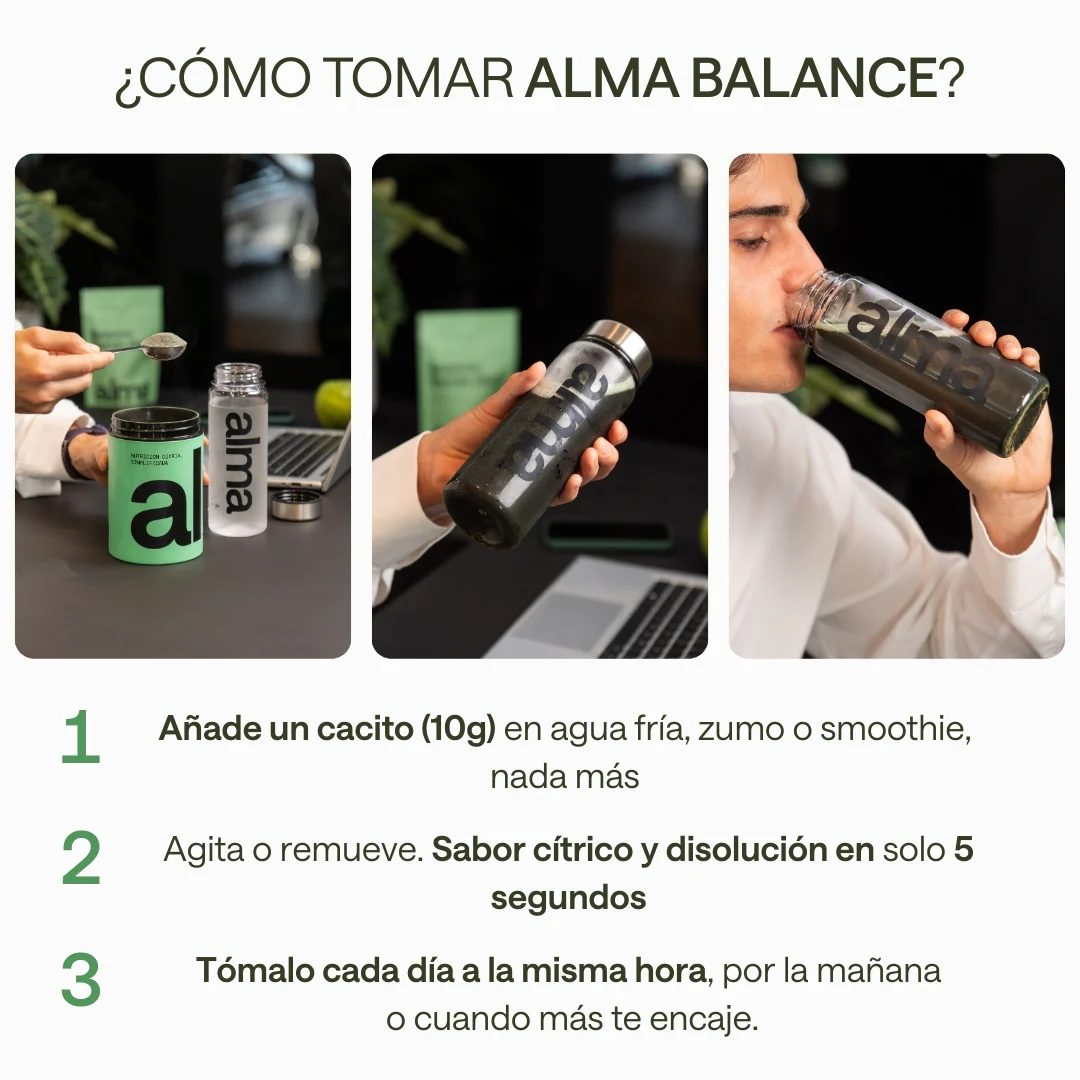 Alma® Batido Diario Con Espirulina Y Vitaminas 300g Y 120 Gominolas De Creatina Creavitalis® Vitamina D3 Y Espirulina - Image 4