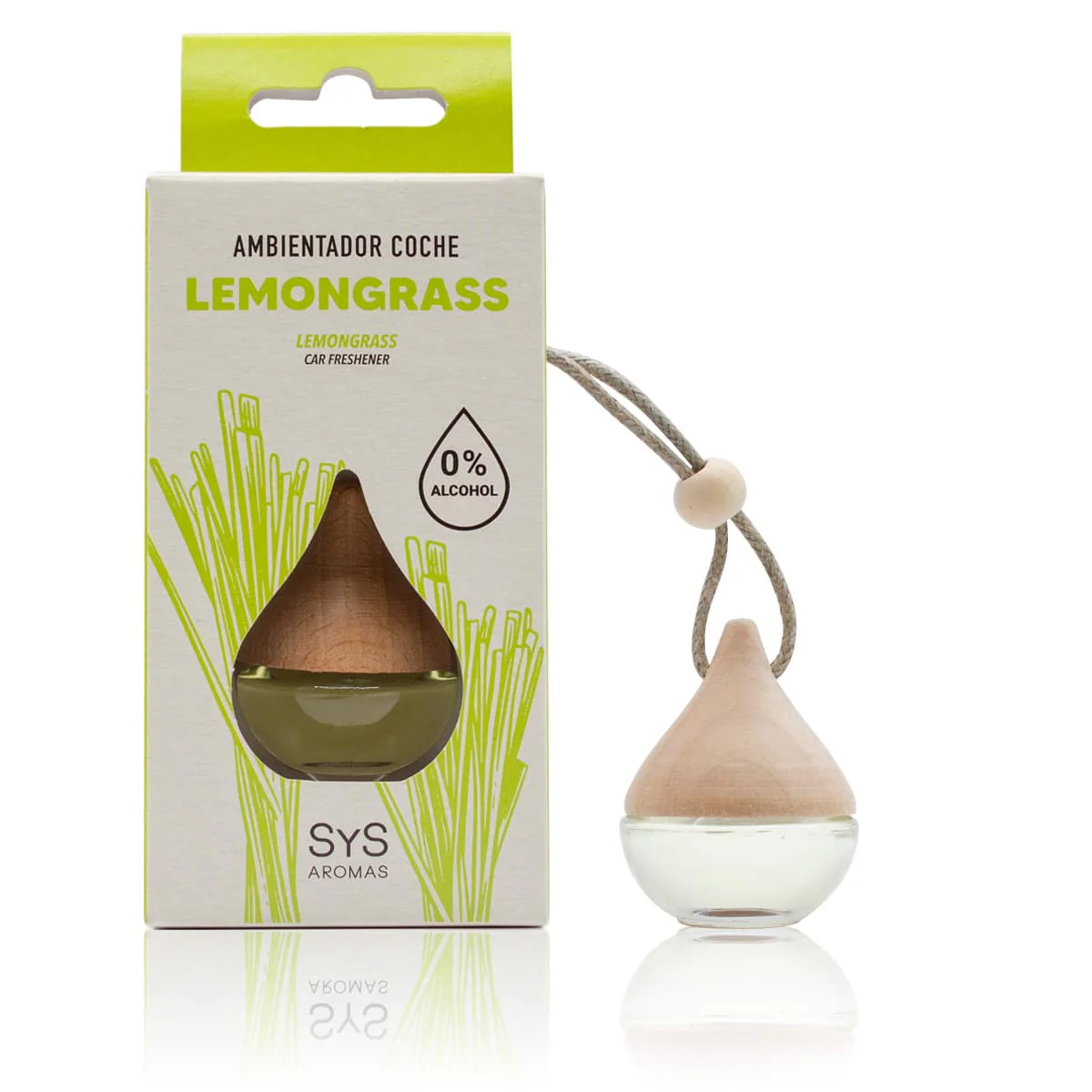 Ambientador Coche Lemongrass Sys Aromas 6 Ml | Aroma Cítrico Fresco | Frescor Duradero | Ambiente Energizante