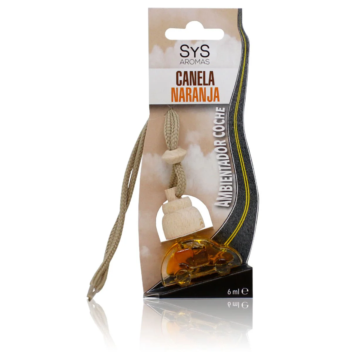 Ambientador Coche Little Car Canela Naranja Sys Aromas 6 Ml | Aroma Cálido | Frescor Duradero | Formato Compacto