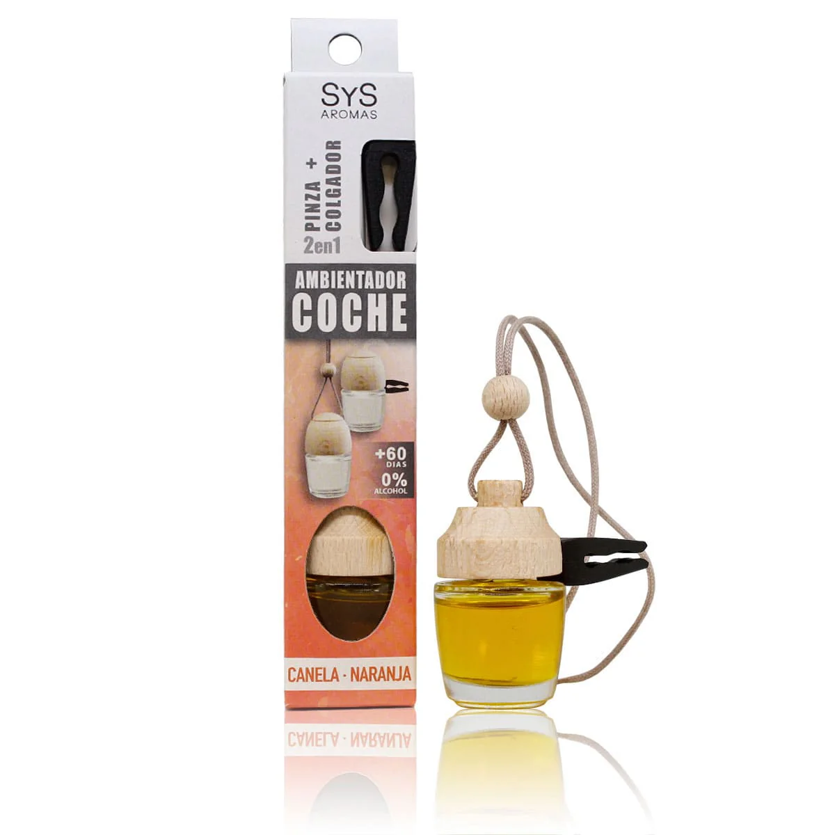 Ambientador Coche Pinza Canela Naranja SYS Aromas Style 7 ml | Aroma Cálido Especiado | Frescor Duradero | Clip Ventilac