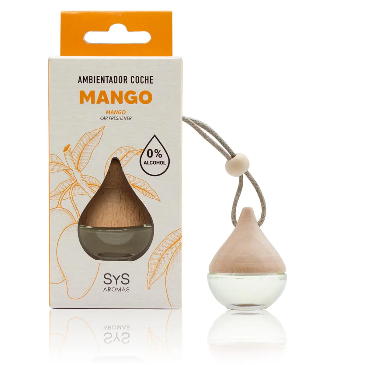 Ambientador Coche SYS Drop Mango 6 ml | Aroma Tropical Afrutado | Frescor Duradero | Formato Colgante