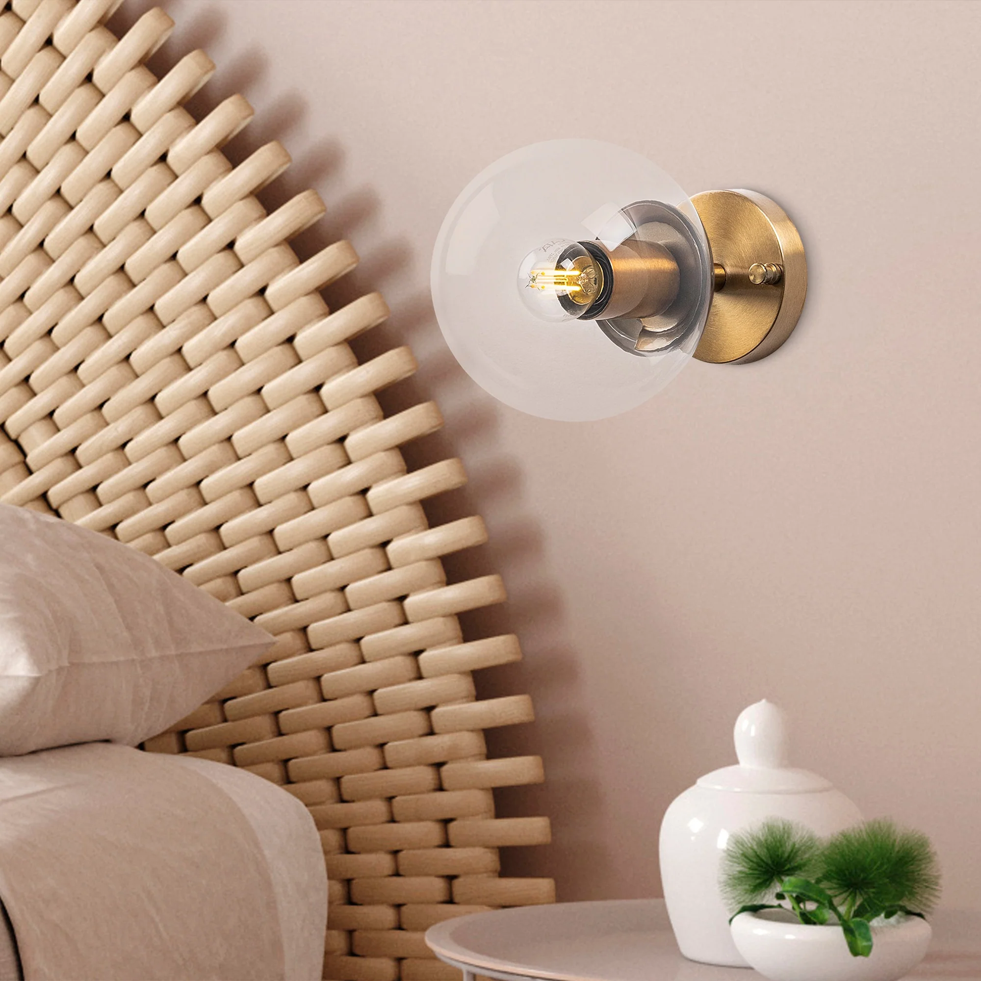 Aplique De Pared Bomba Transparente, Metal , Vintage, 15x15x24, Casquillo E14 Max 15 W - Image 5