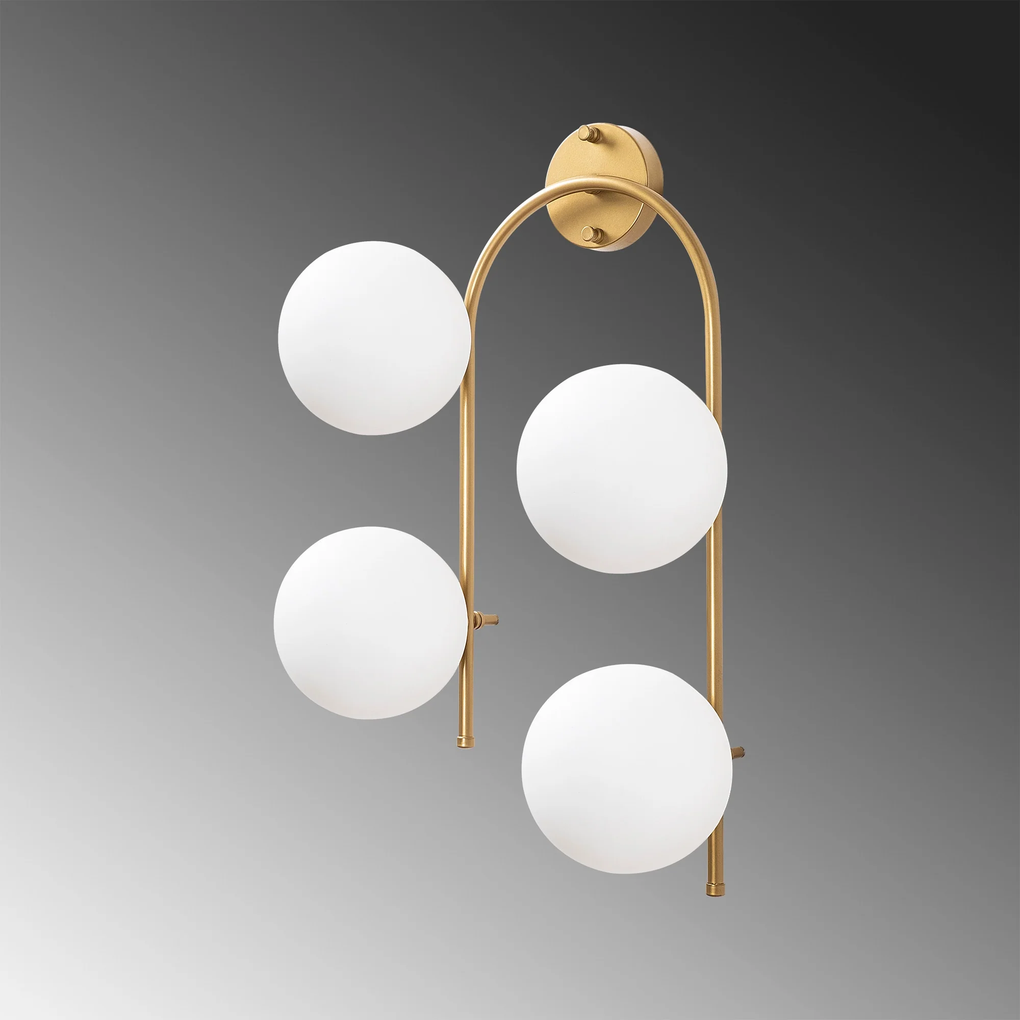 Aplique De Pared Curvo, 4 Blancas, Metal , Oro Brillante, 40x26x62, Casquillo 4 X E14 Max 15 W - Image 5