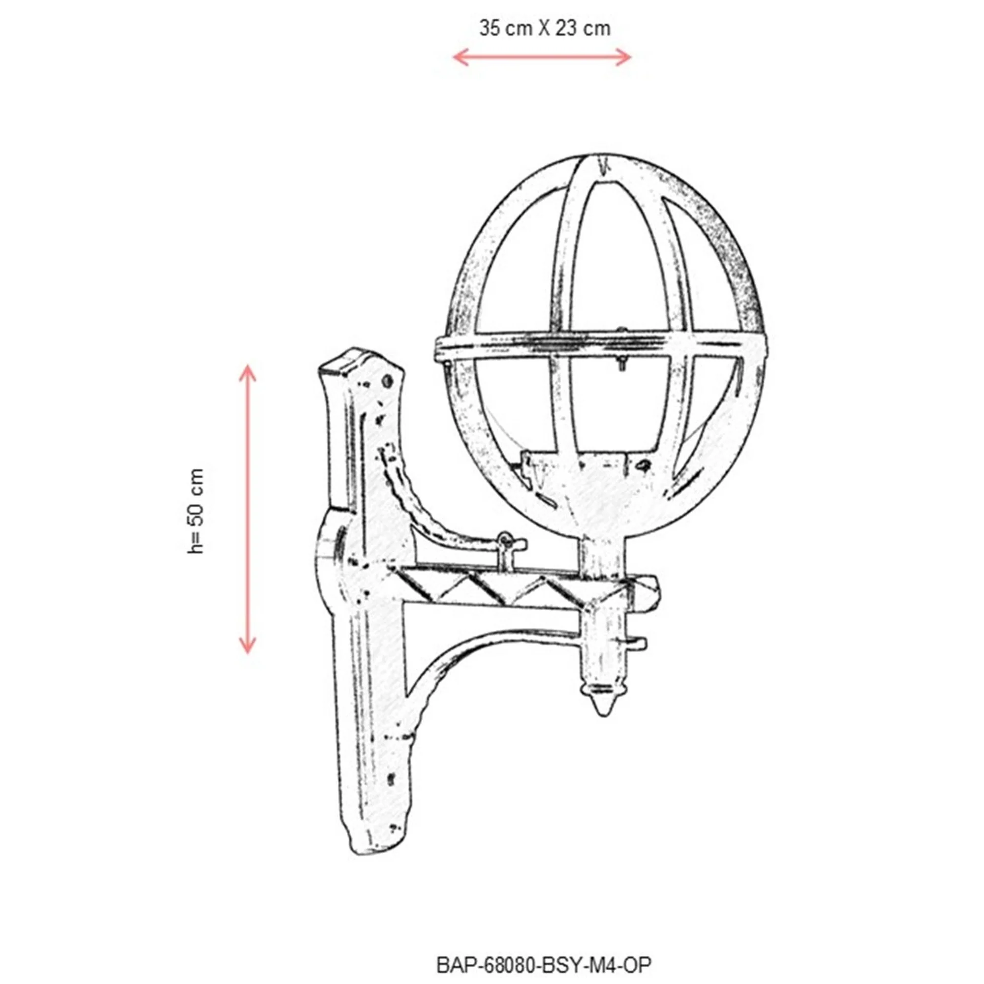 Aplique De Pared Globo En Ángulo Para Exterior, Abs , Negro, 35x23x50, Casquillo E 27 Max 60 W - Image 3