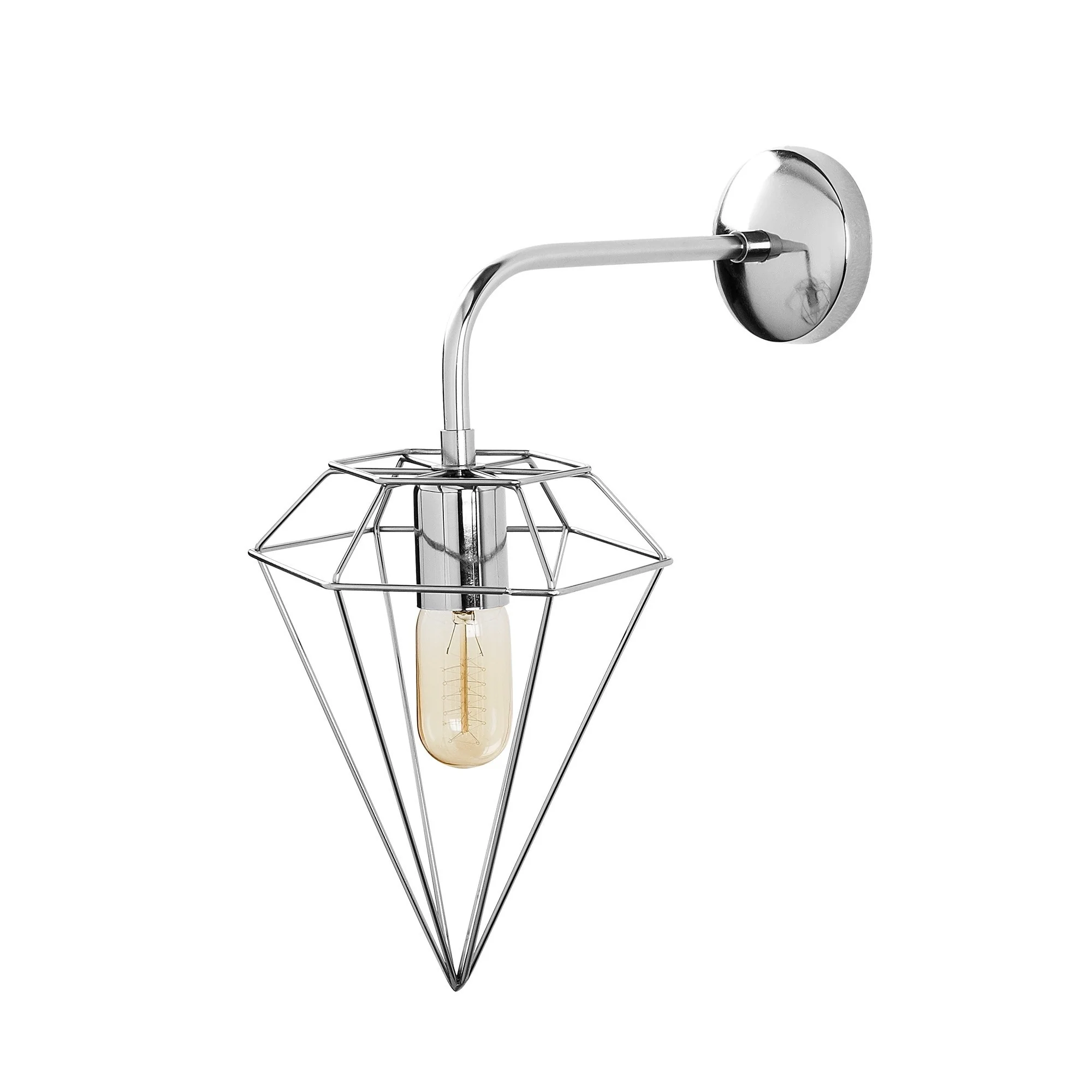 Aplique De Pared, Hierro , Cromado, 20x37x43, Casquillo E 27 Max 40 W