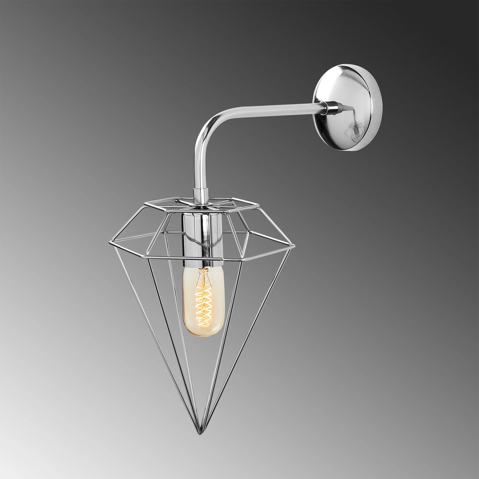 Aplique De Pared, Hierro , Cromado, 20x37x43, Casquillo E 27 Max 40 W - Image 4