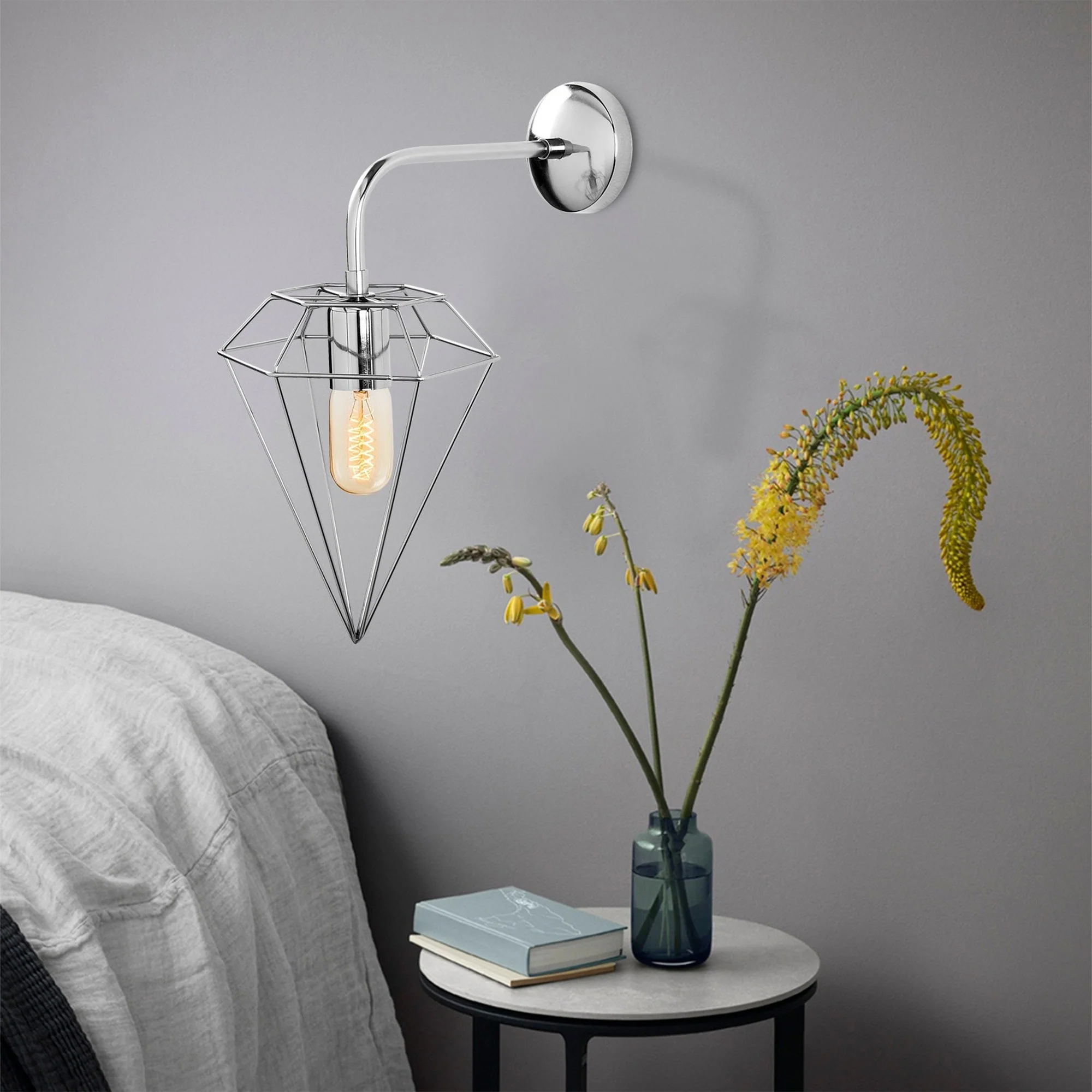 Aplique De Pared, Hierro , Cromado, 20x37x43, Casquillo E 27 Max 40 W - Image 6