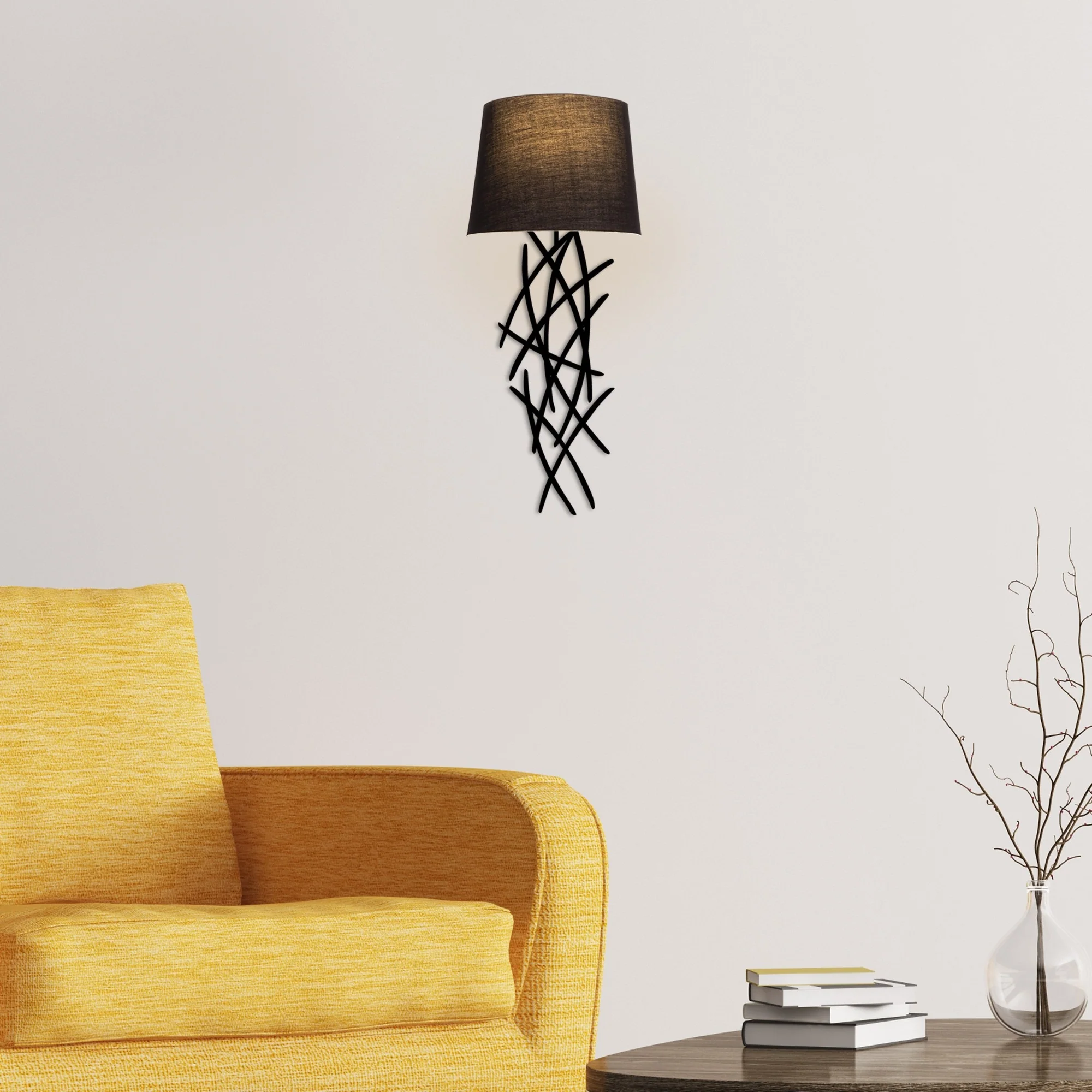 Aplique De Pared, Hierro , Negro, 15x28x72, Casquillo E 27 Max 40 W - Image 6
