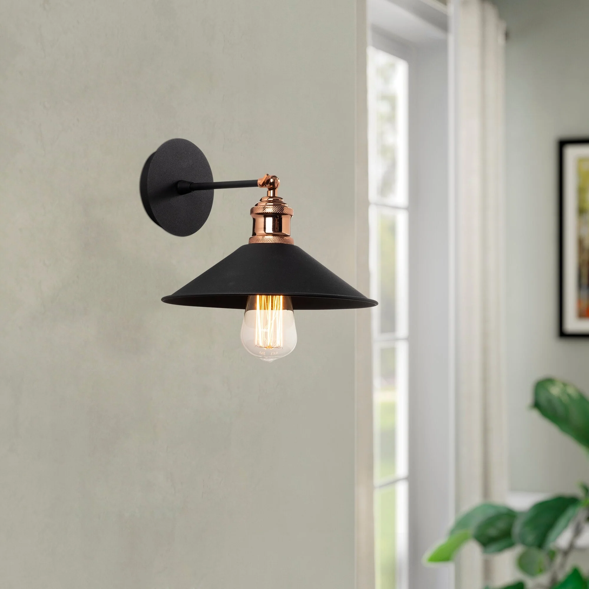 Aplique De Pared, Hierro , Negro, 24x24x20, Casquillo E 27 Max 40 W - Image 5