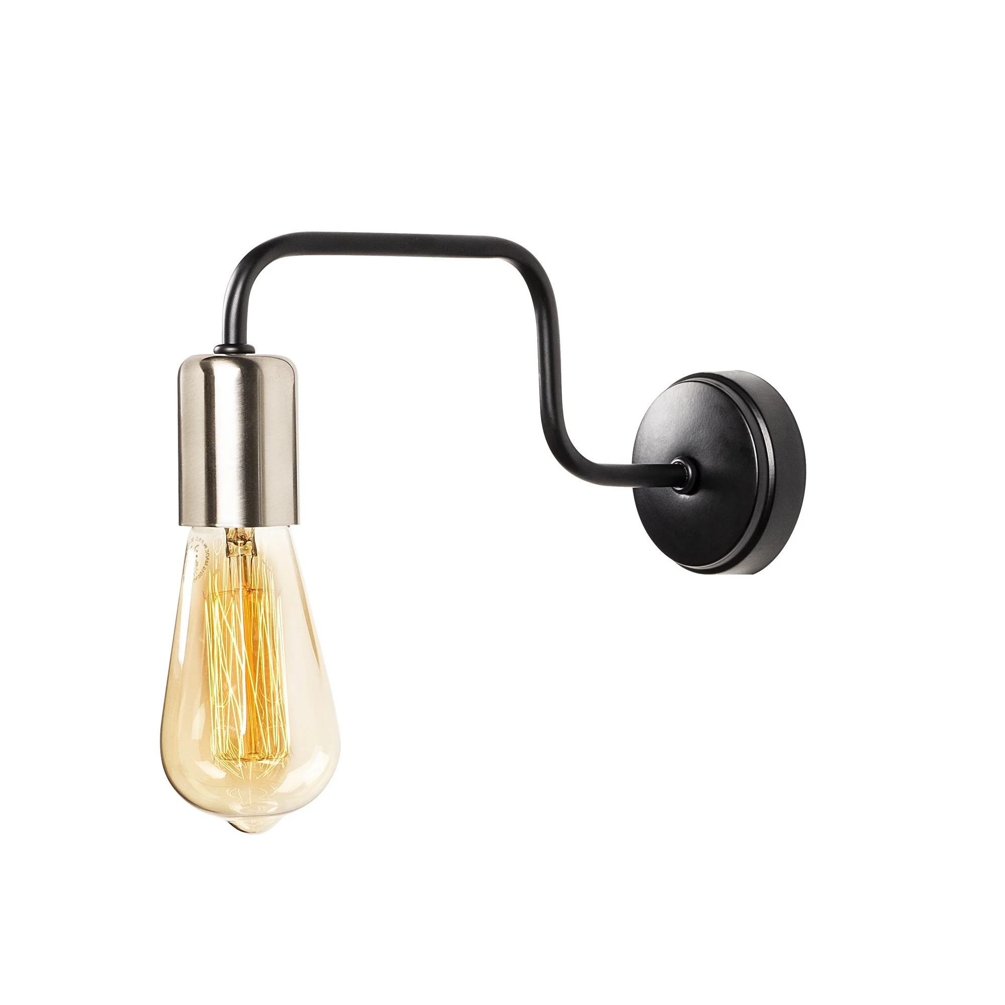 Aplique De Pared, Hierro , Negro nickel, 4x28x11, Casquillo E 27 Max 40 W - Image 3