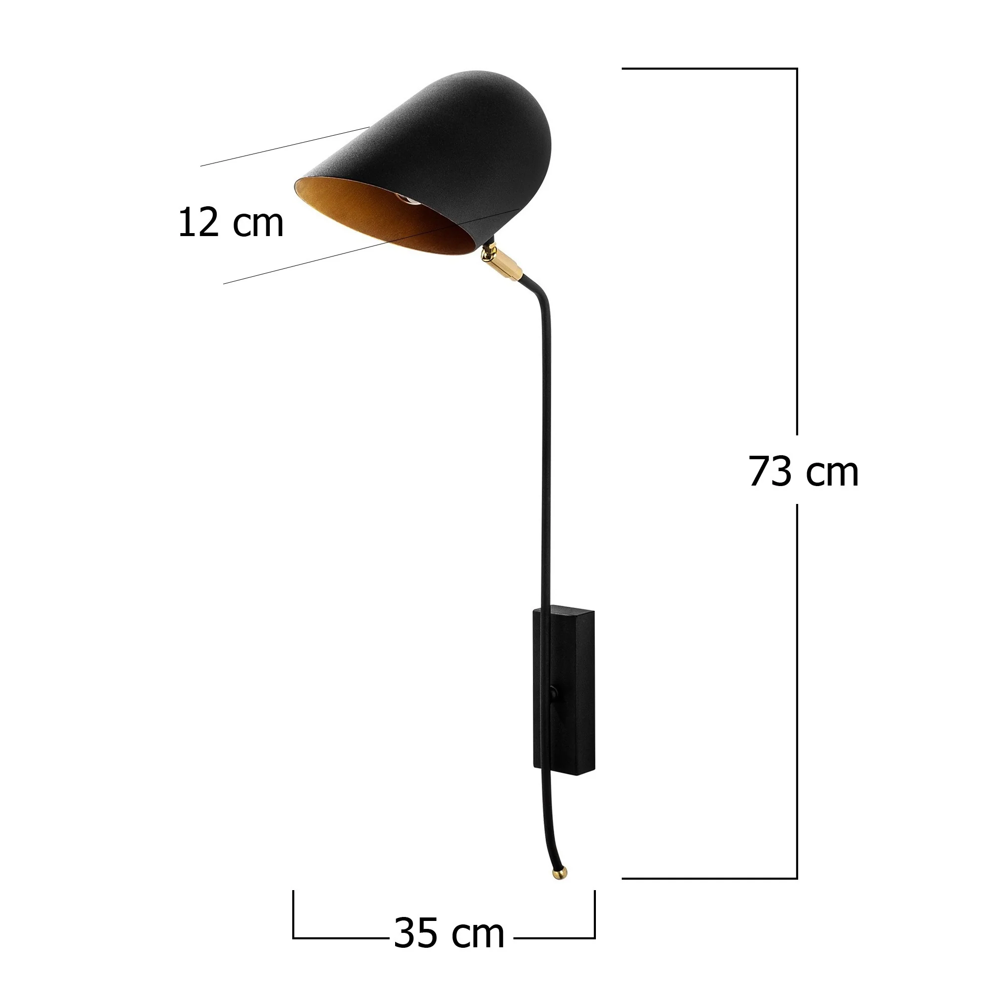 Aplique De Pared, Hierro , Negro oro, 12x35x73, Casquillo E 27 Max 40 W - Image 2