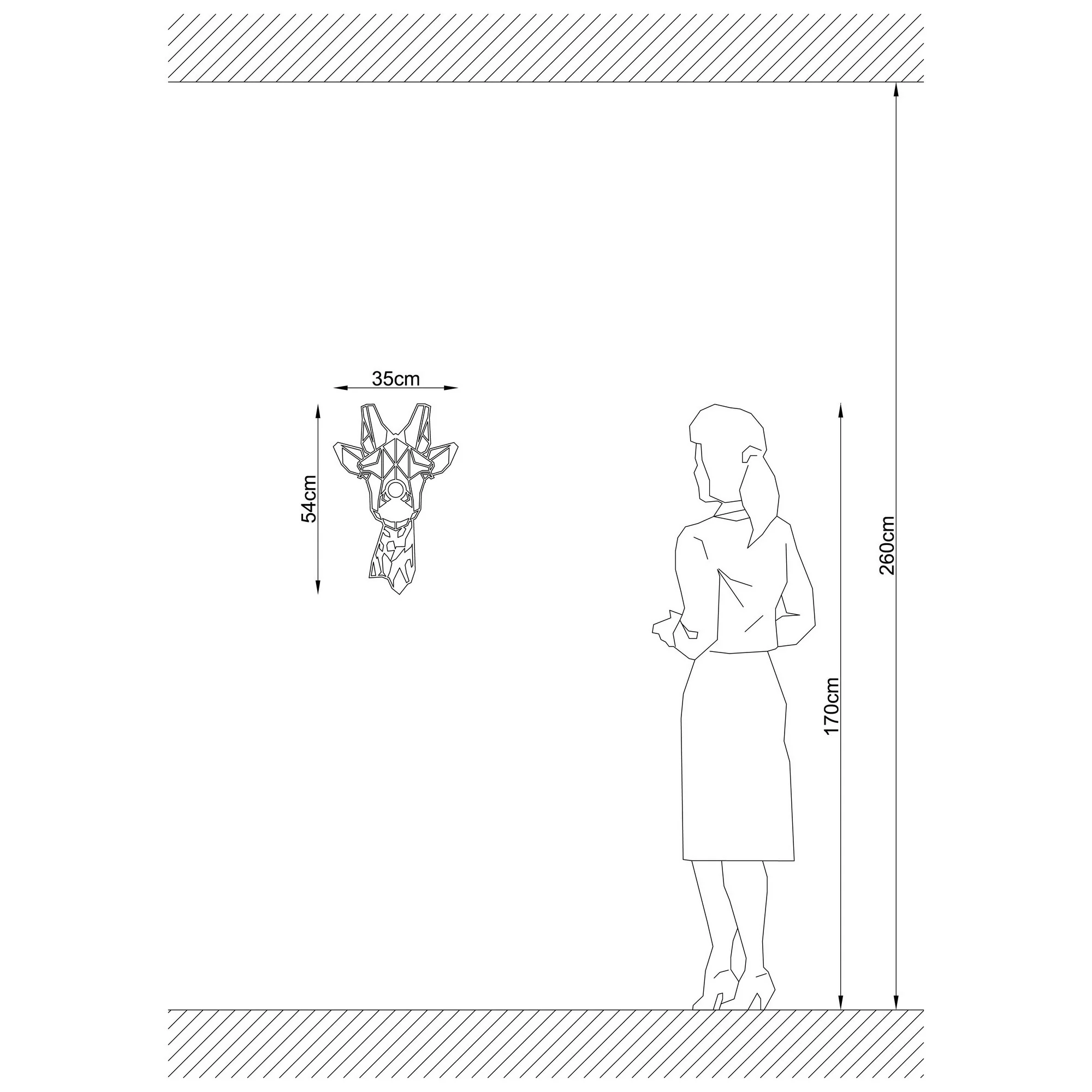 Aplique De Pared Jirafa, Mdf , Negro, 35x12x54, Casquillo E 27 Max 100 W - Image 2