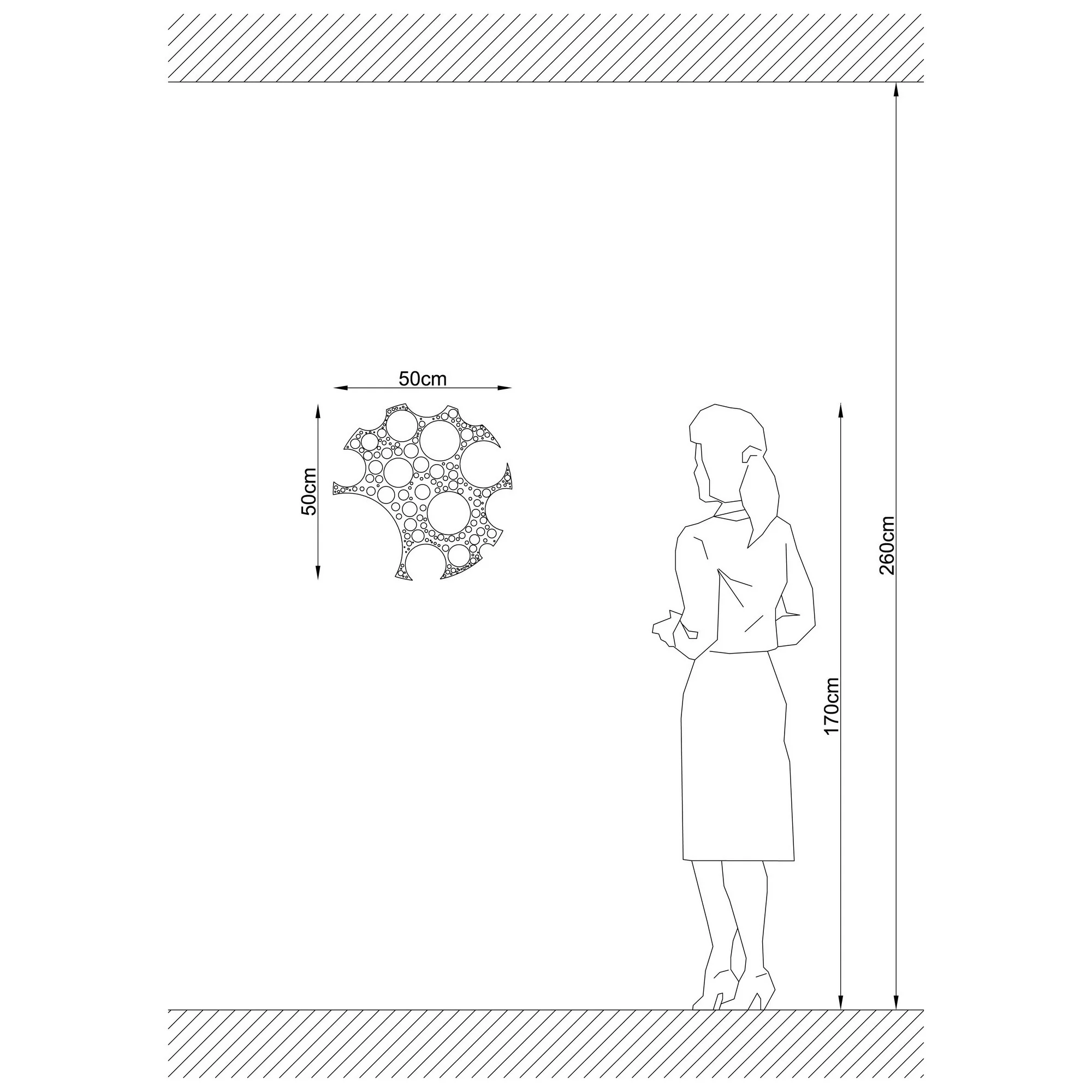 Aplique De Pared, Mdf , Negro, 50x12x50, Casquillo E 27 Max 100 W - Image 2
