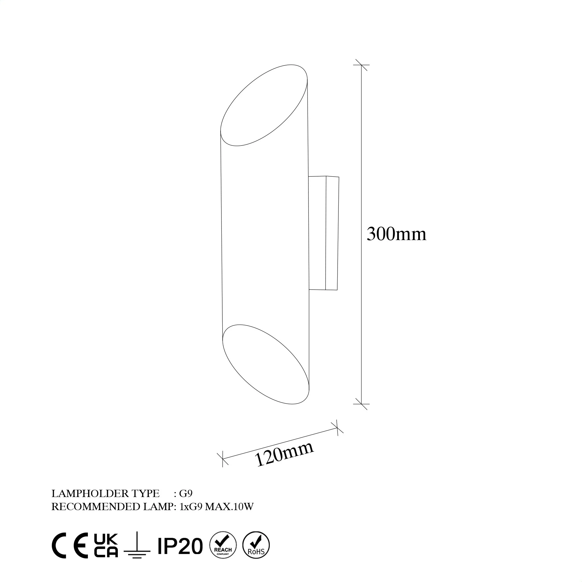 Aplique De Pared, Metal , Blanco, 8x12x30, Casquillo 2 X G9 Max 10 W - Image 2