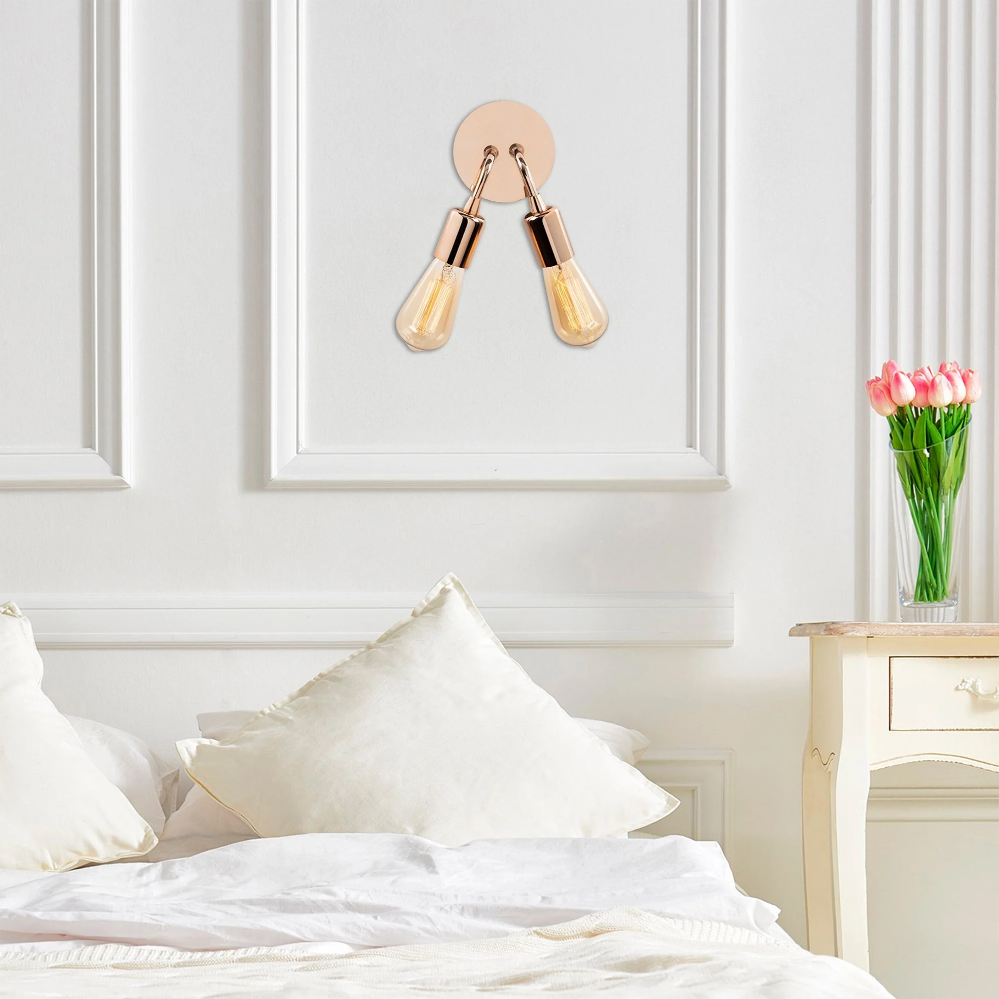 Aplique De Pared, Metal , Cobre, 14x14x20, Casquillo 2 X E 27 Max 40 W - Image 5