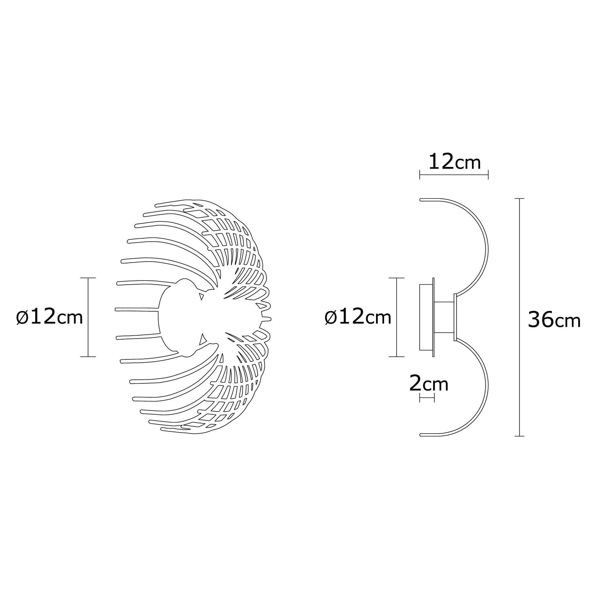 Aplique De Pared, Metal , Negro, 12x12x36, Casquillo E 27 Max 40 W - Image 2