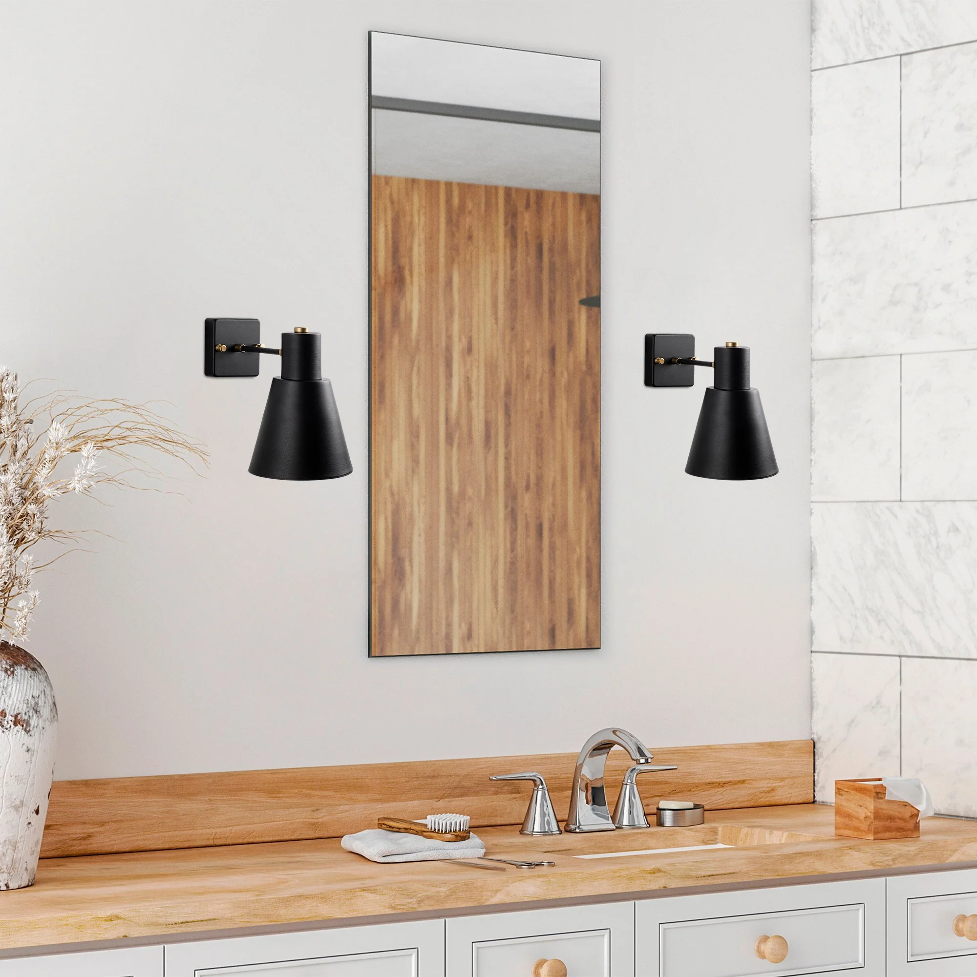 Aplique De Pared, Metal , Negro, 14x24x21, Casquillo E27 Max 40 W - Image 4