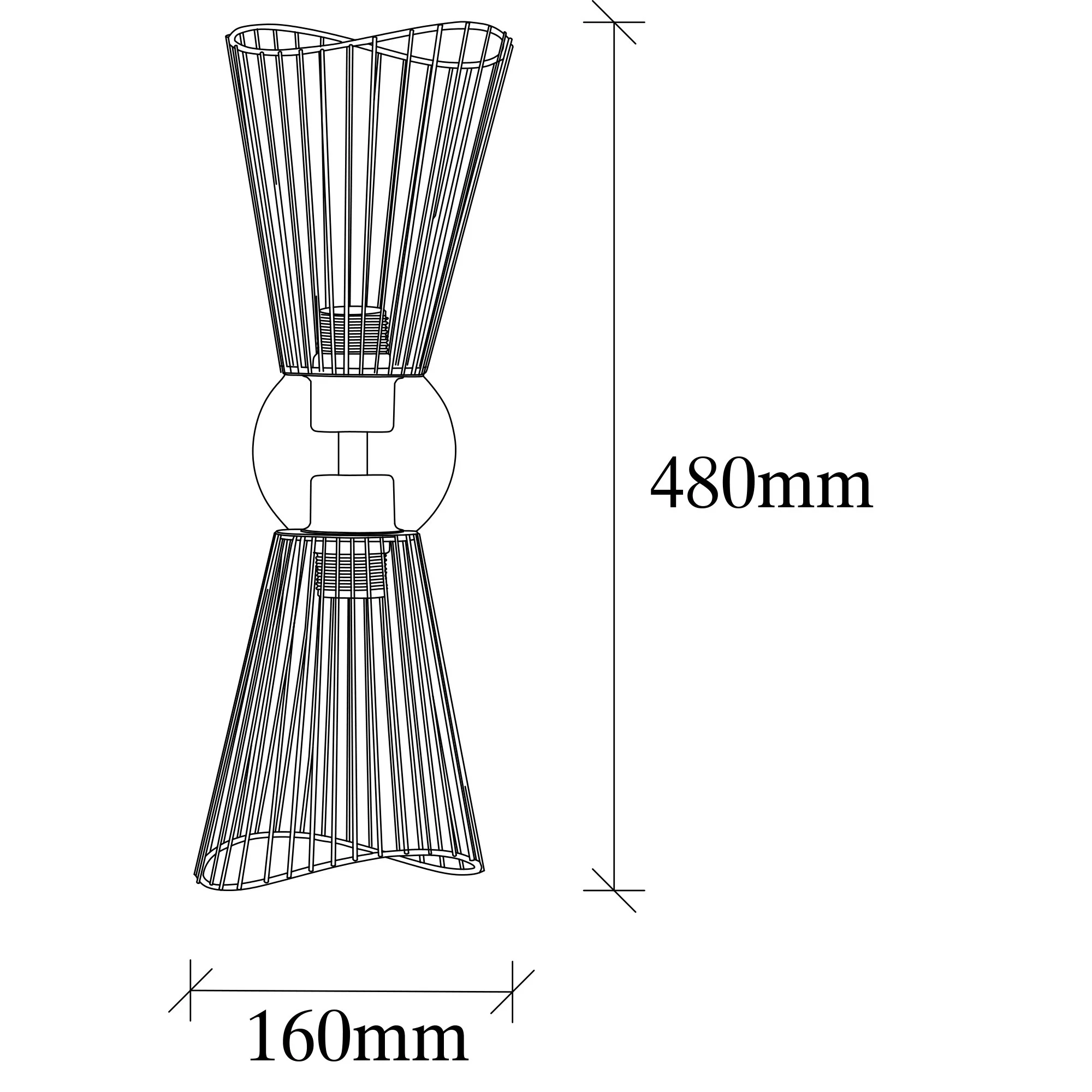 Aplique De Pared, Metal , Negro, 16x16x48, Casquillo 2 X E 27 Max 40 W - Image 2