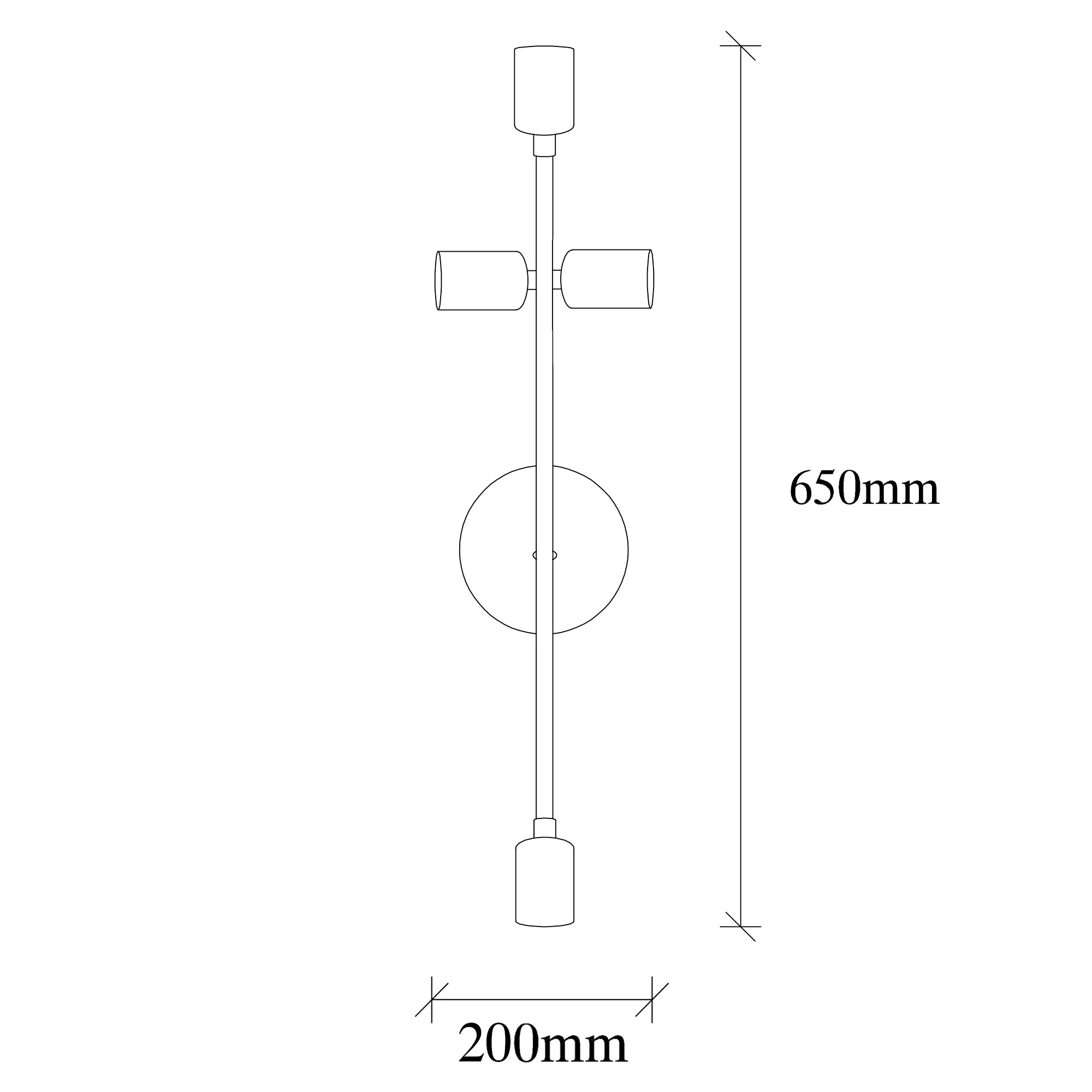 Aplique De Pared, Metal , Negro, 20x15x62, Casquillo 4 X E 27 Max 40 W - Image 2