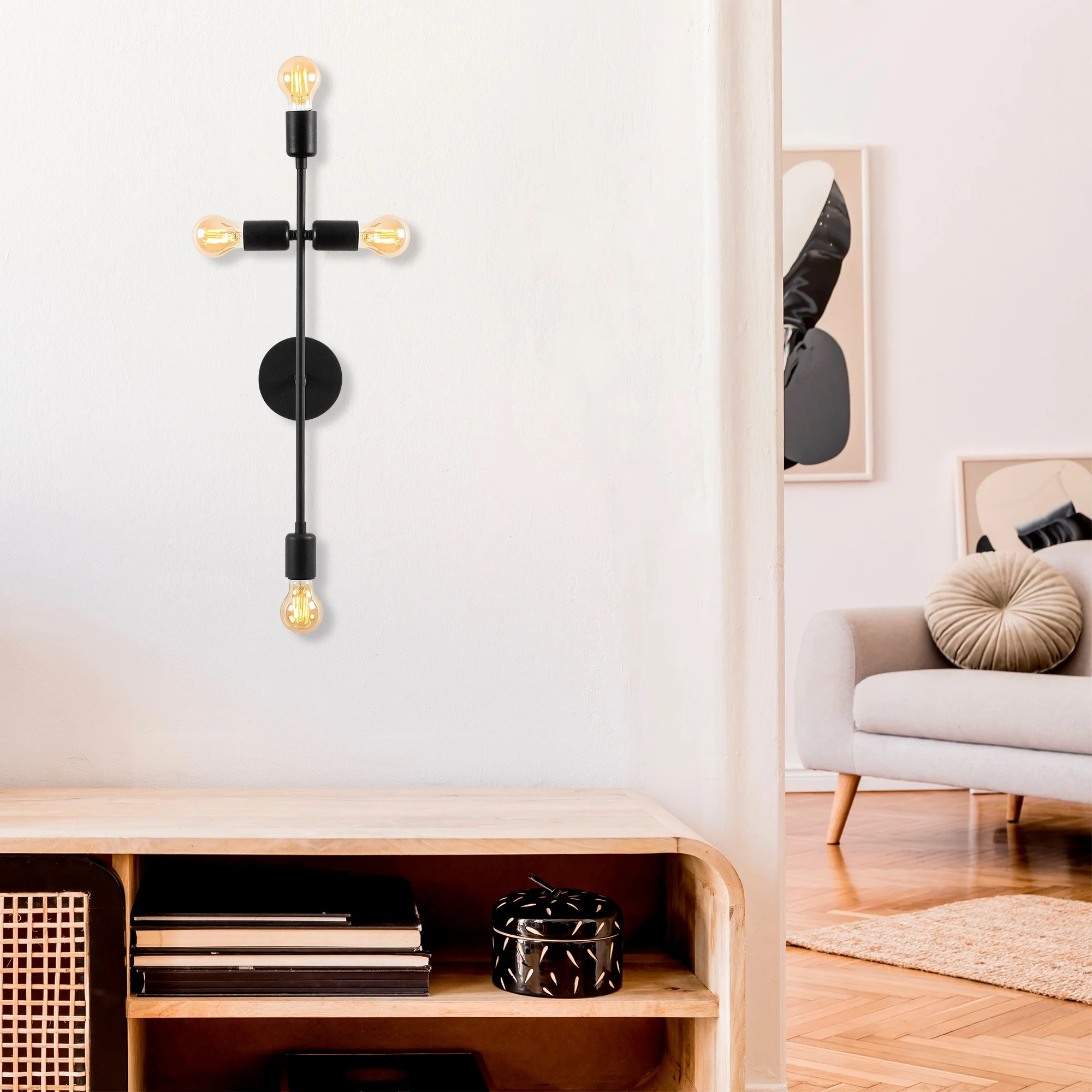 Aplique De Pared, Metal , Negro, 20x15x62, Casquillo 4 X E 27 Max 40 W - Image 5