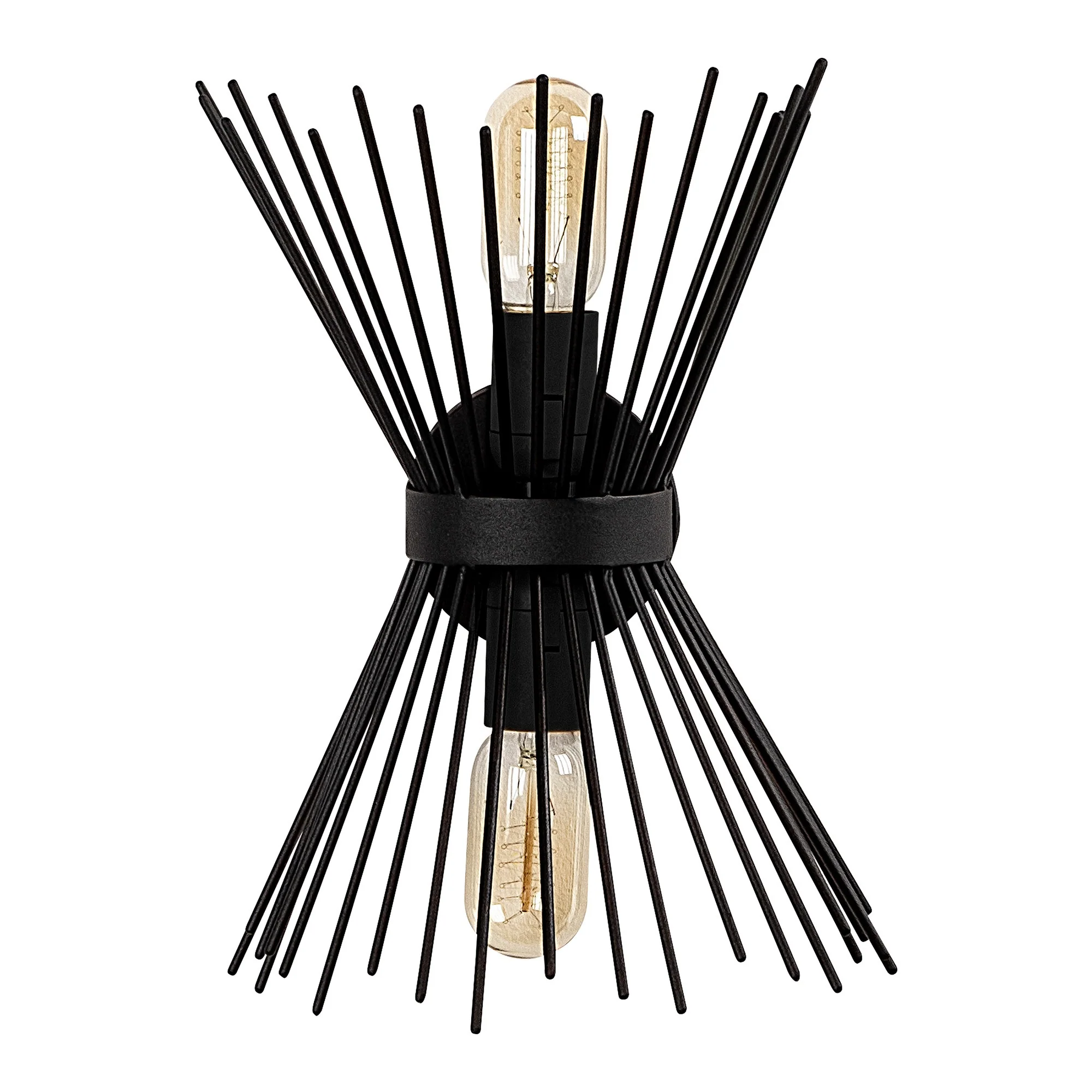 Aplique De Pared, Metal , Negro, 23x16x33, Casquillo 2 X E 27 Max 40 W