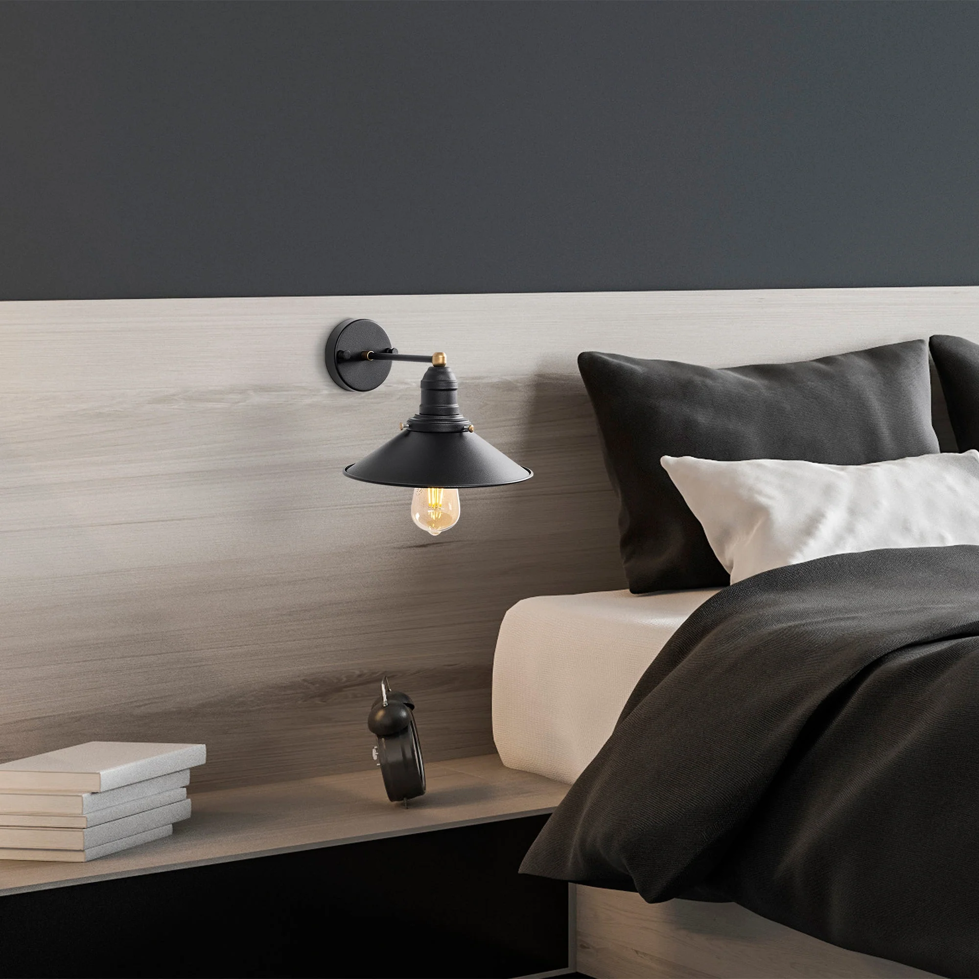 Aplique De Pared, Metal , Negro, 24x27x20, Casquillo E27 Max 40 W - Image 6