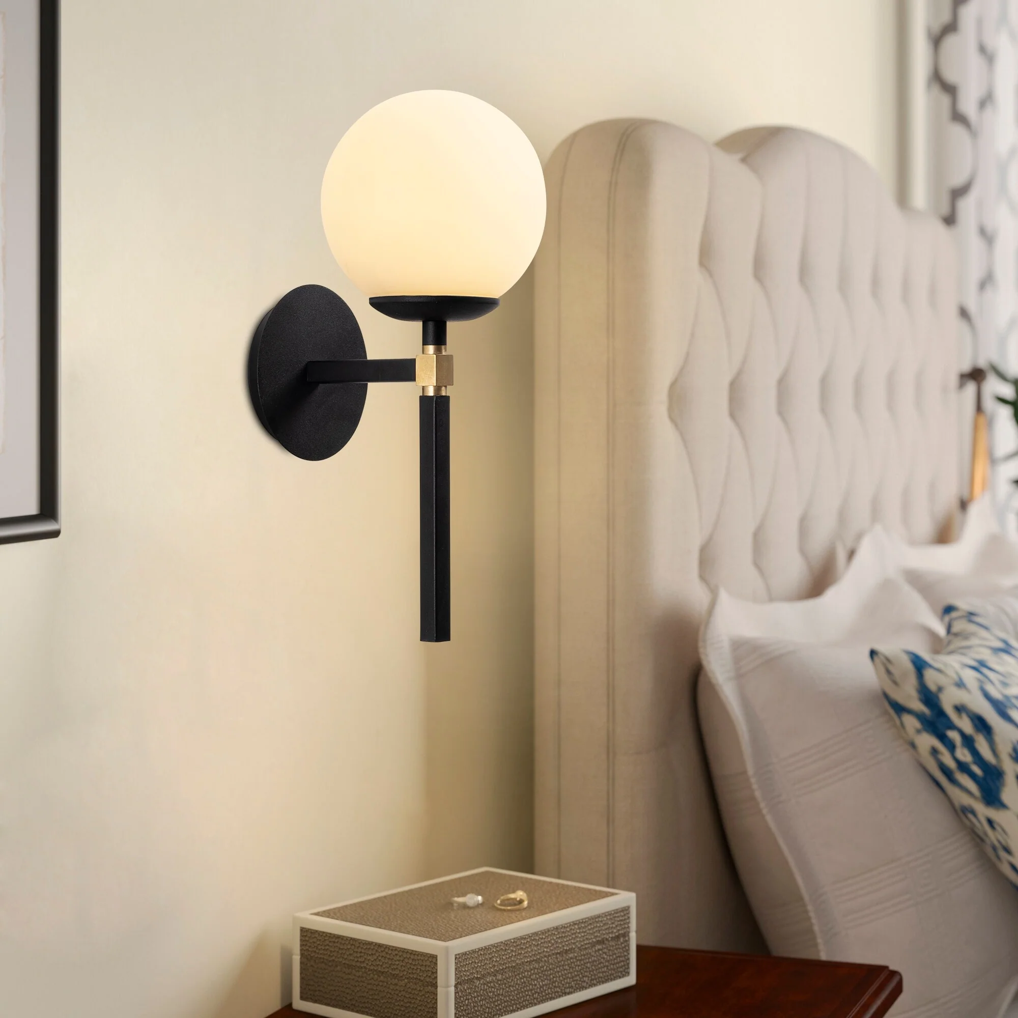 Aplique De Pared, Metal , Negro blanco, 15x20x37, Casquillo E 27 Max 40 W - Image 6