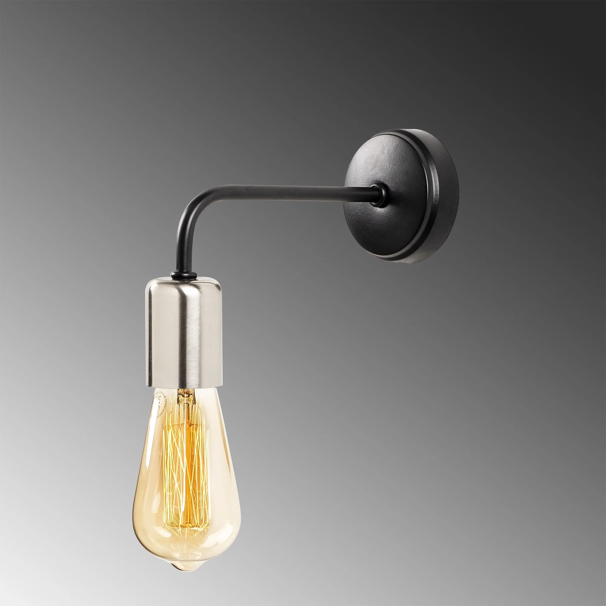 Aplique De Pared, Metal , Negro nickel, 8x20x15, Casquillo E 27 Max 40 W - Image 4