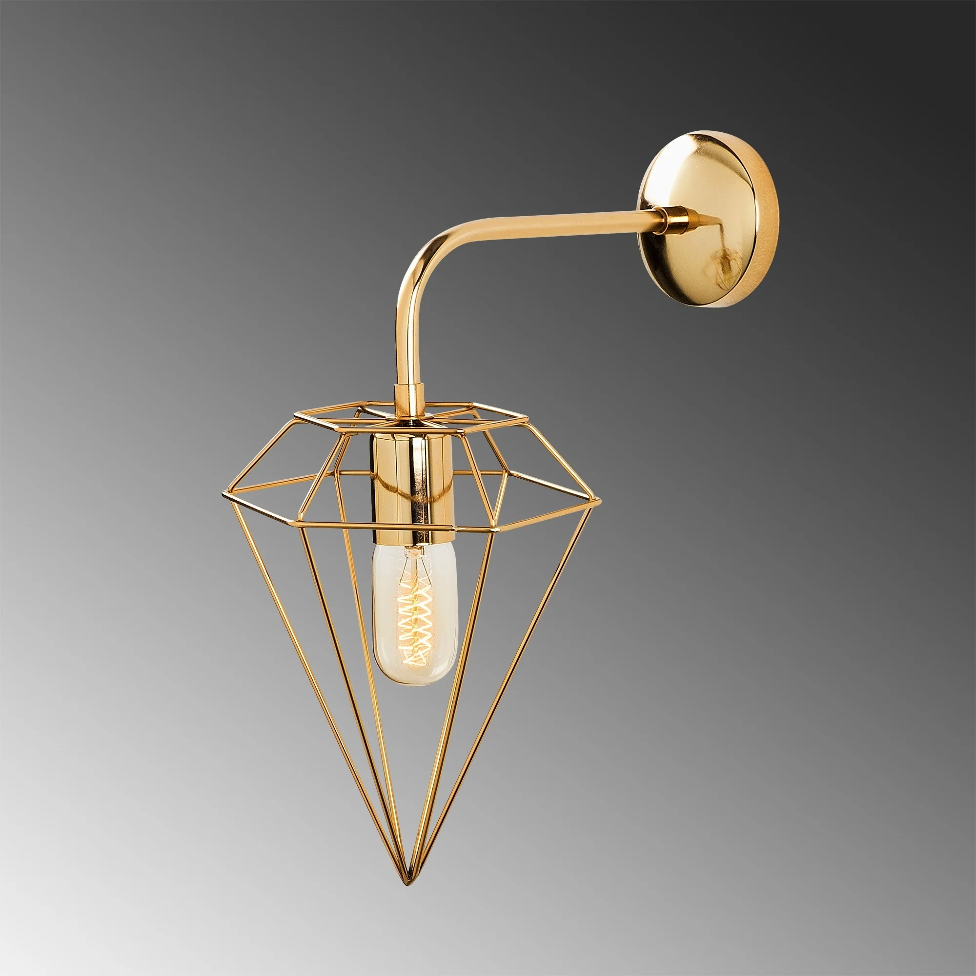 Aplique De Pared, Metal , Oro, 20x37x43, Casquillo E 27 Max 40 W - Image 4