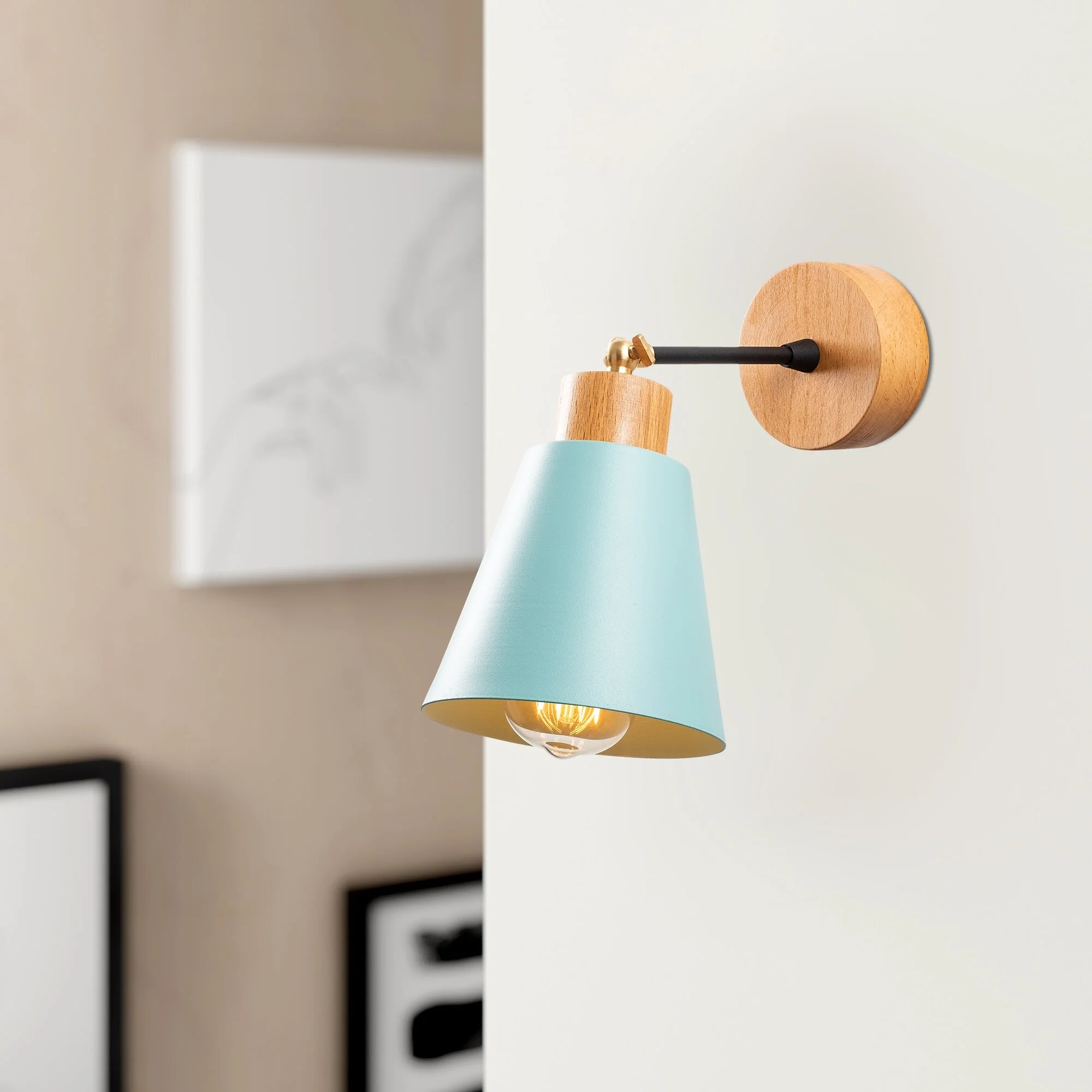 Aplique De Pared, Metal , Turquesa, 14x14x25, Casquillo E 27 Max 40 W - Image 4