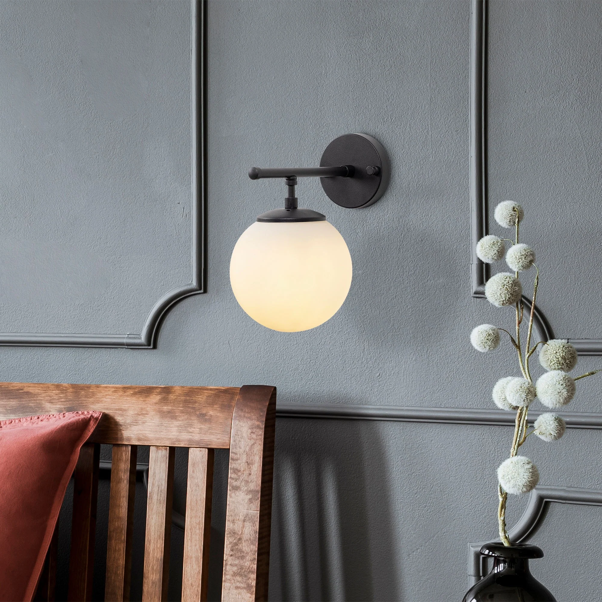 Aplique De Pared Pantalla Blanca, Metal , Negro, 15x24x24, Casquillo E14 Max 40 W - Image 6