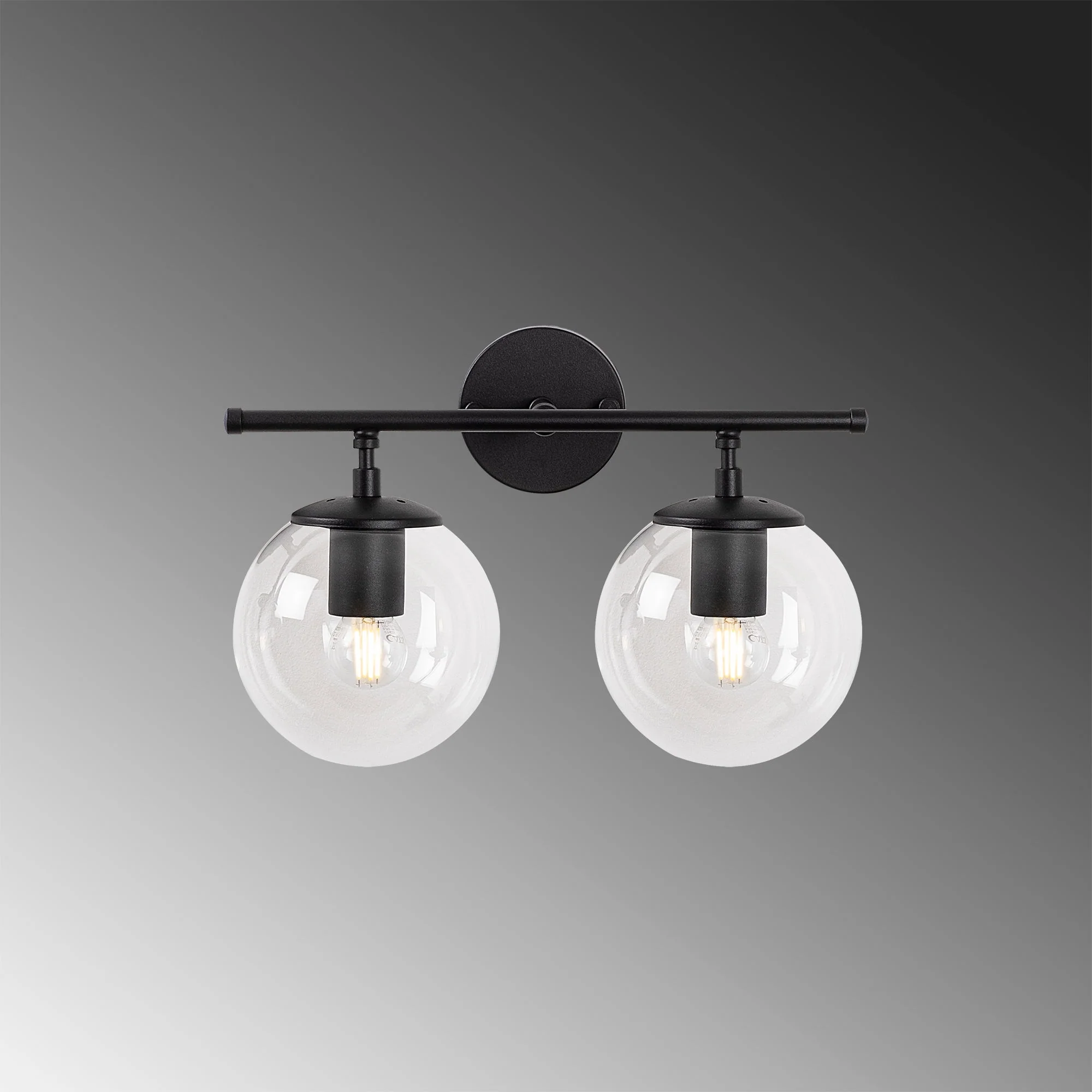 Aplique De Pared Pantalla Transparente, Metal , Negro, 36x24x16, Casquillo 2 X E14 Max 40 W - Image 4